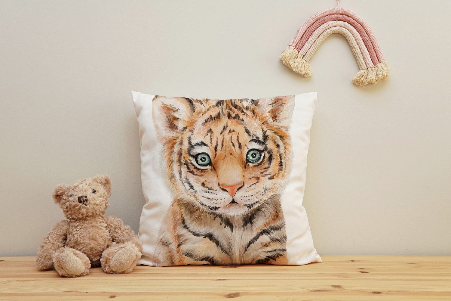 queence Dekokissen Tigerbaby, Kissenhülle mit HD Premium Druck, geruchsneutral, 40x40cm