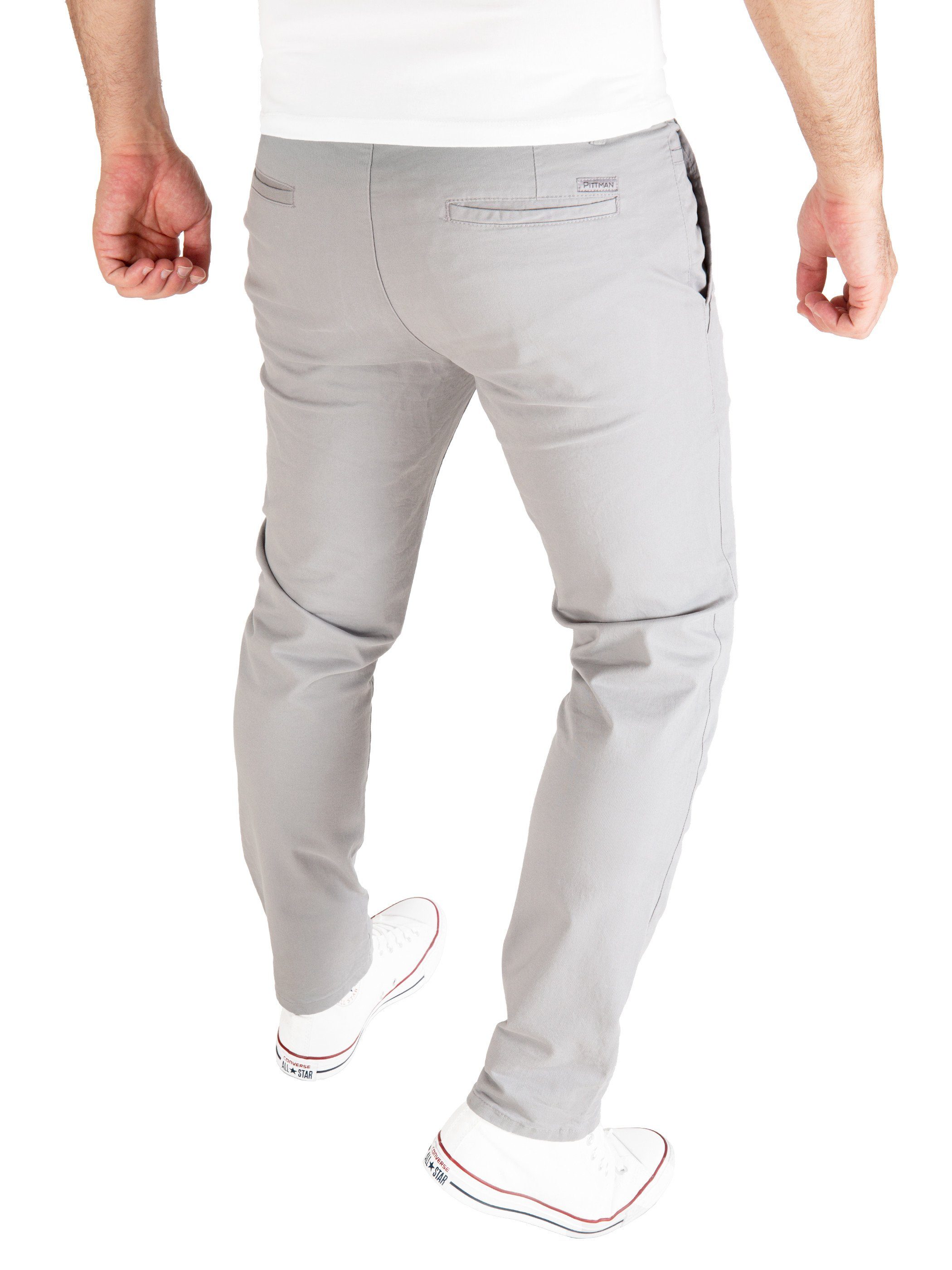 Jeans Grau mit Chino moderne Chinohose Baumwolll Reißverschluss Derrick 165101) (wet weather Pittman