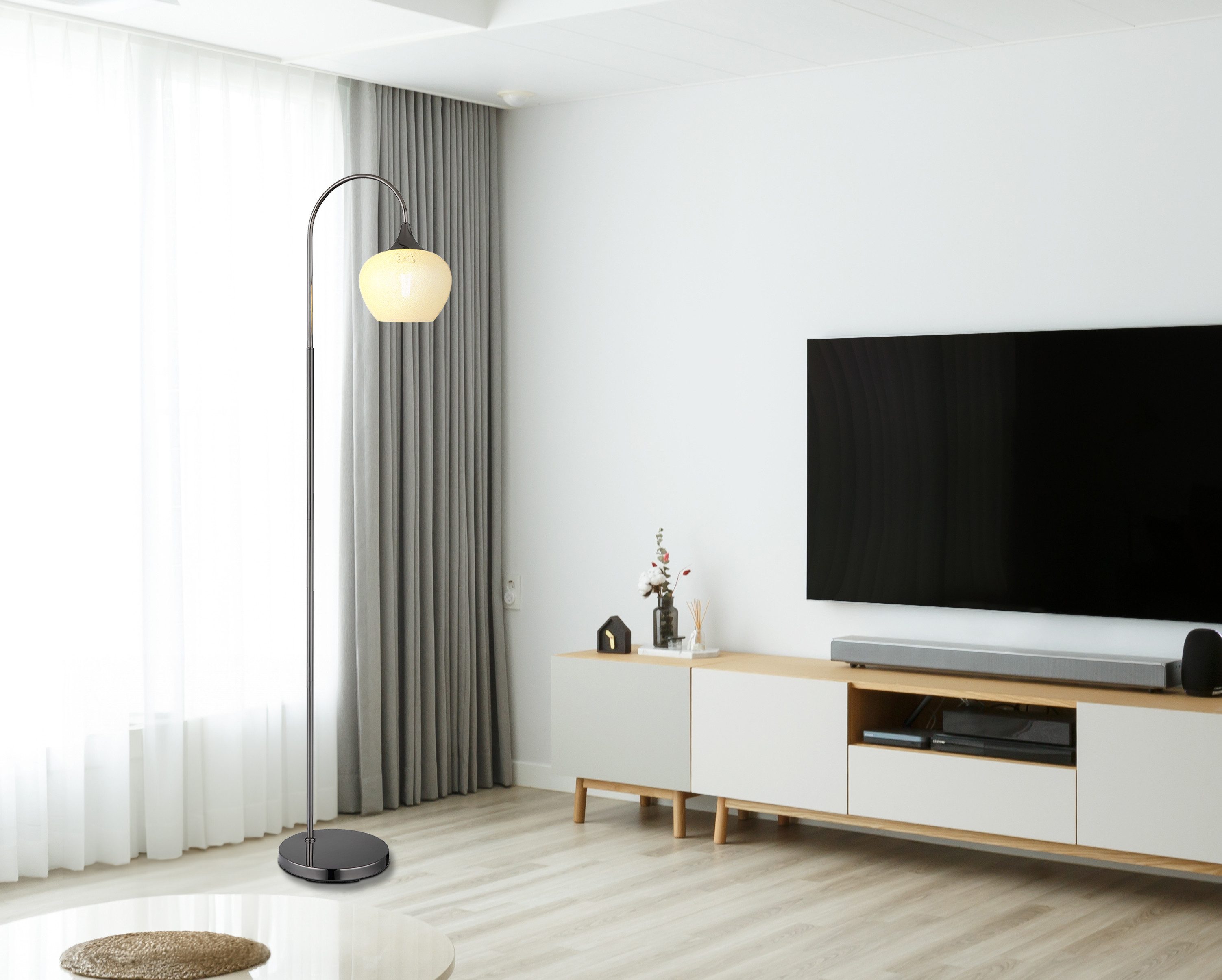 GLOBO LIGHTING Stehlampe MAXY, ohne Leuchtmittel, Stehleuchte/Glas klar/Acrylkristalle/Wohnzimmer/Schlafzimmer
