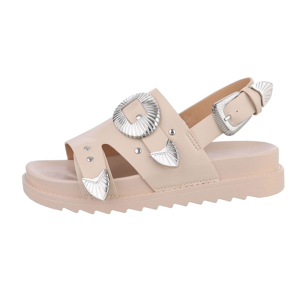 Ital-Design Damen Freizeit Riemchensandalette (85960165) Keilabsatz/Wedge Keilsandaletten in Beige