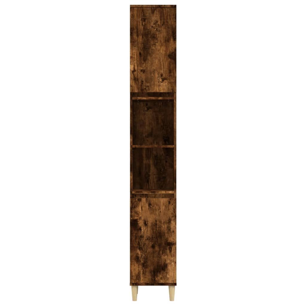 Badezimmerspiegelschrank Räuchereiche Holzwerkstoff cm vidaXL Badschrank 30x30x190 (1-St)