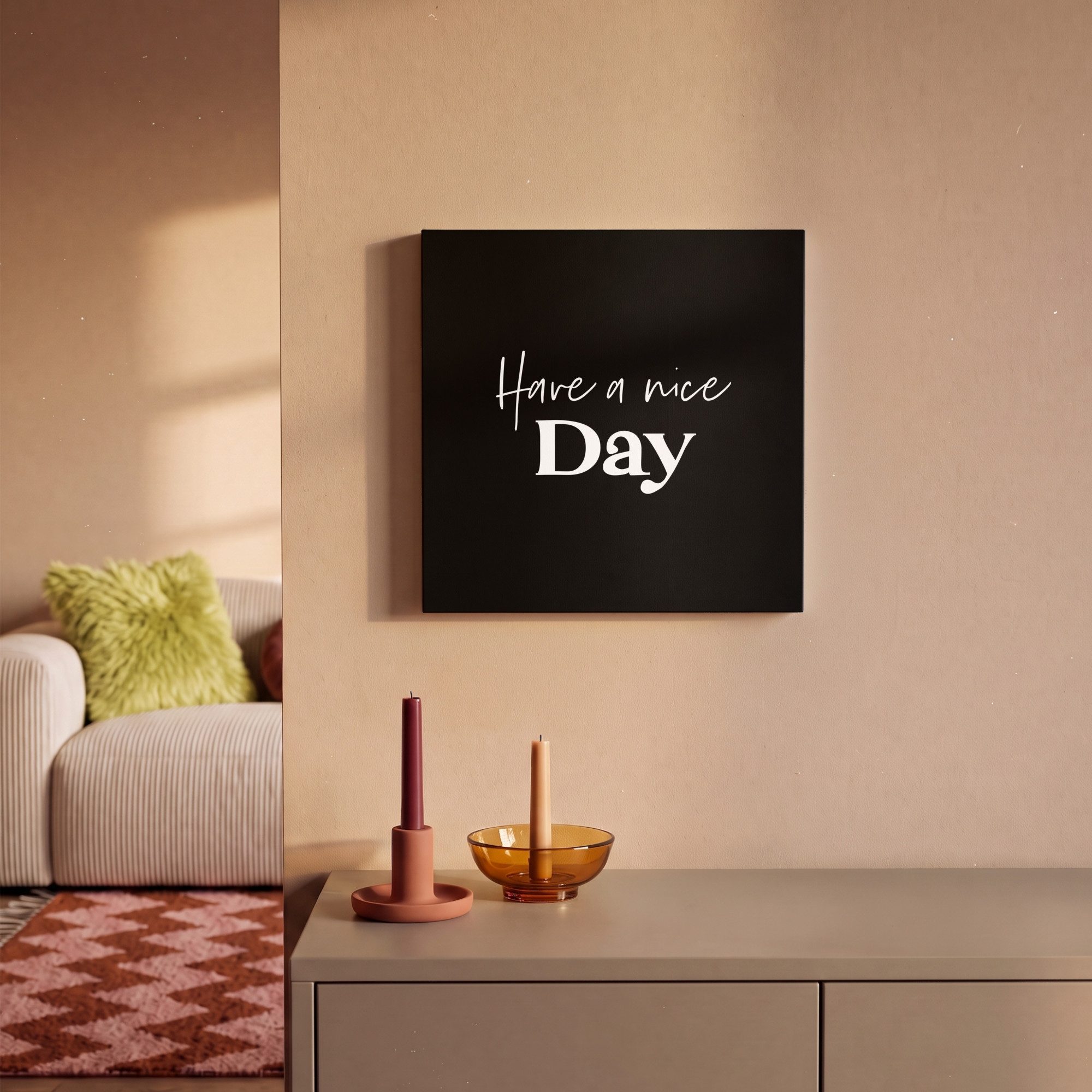 OneMillionCanvasses® Leinwandbild Have a nice day - Zitat - Schwarz - Sprüche, Fotodruck (1 St), Badezimmer Deko, Bilder WC, Toilette Wanddeko 20x30 cm – Bild 2 von 5