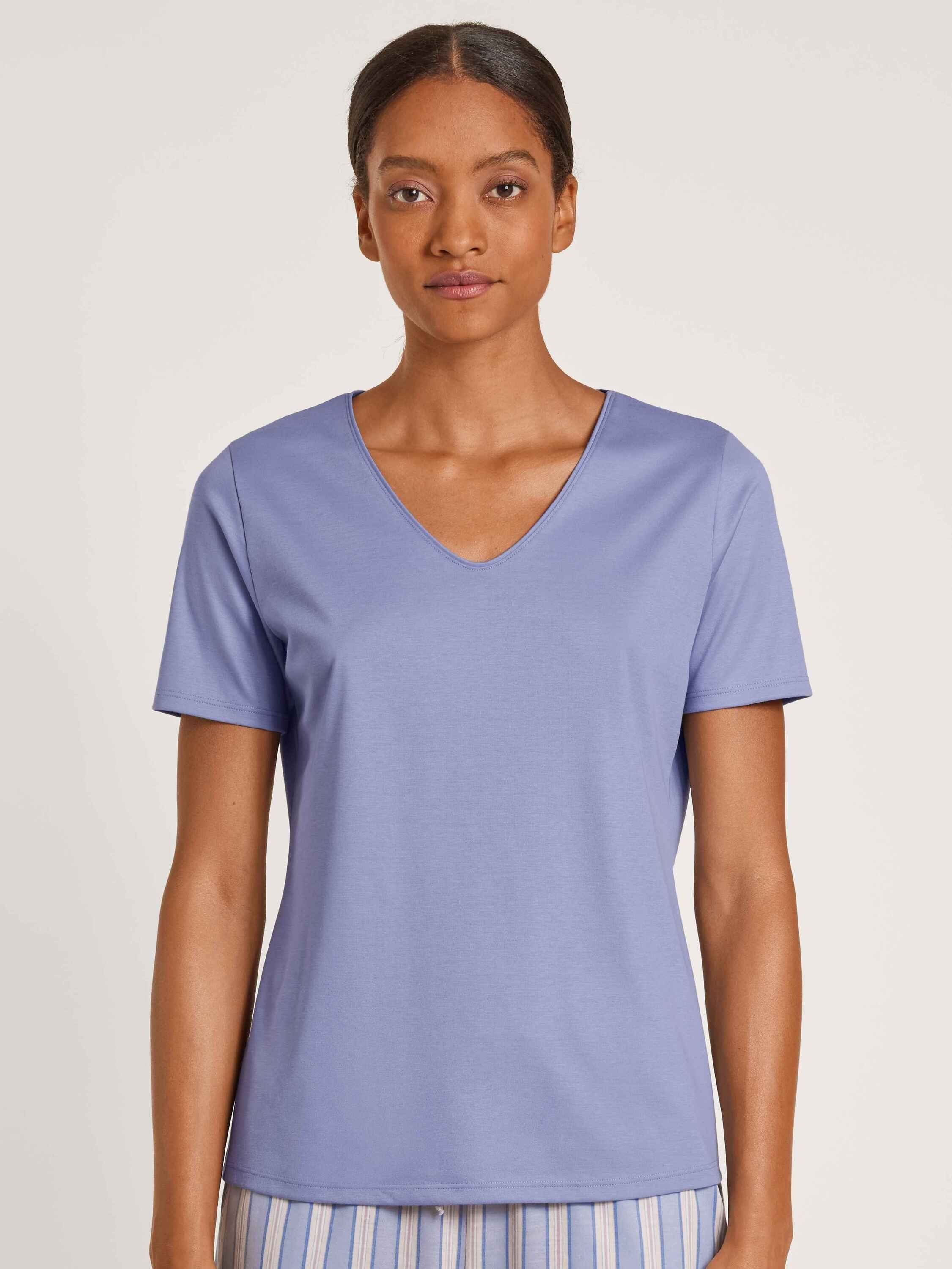 V-Neck Kurzarm-Shirt, provence Kurzarmshirt (1-tlg) blue CALIDA