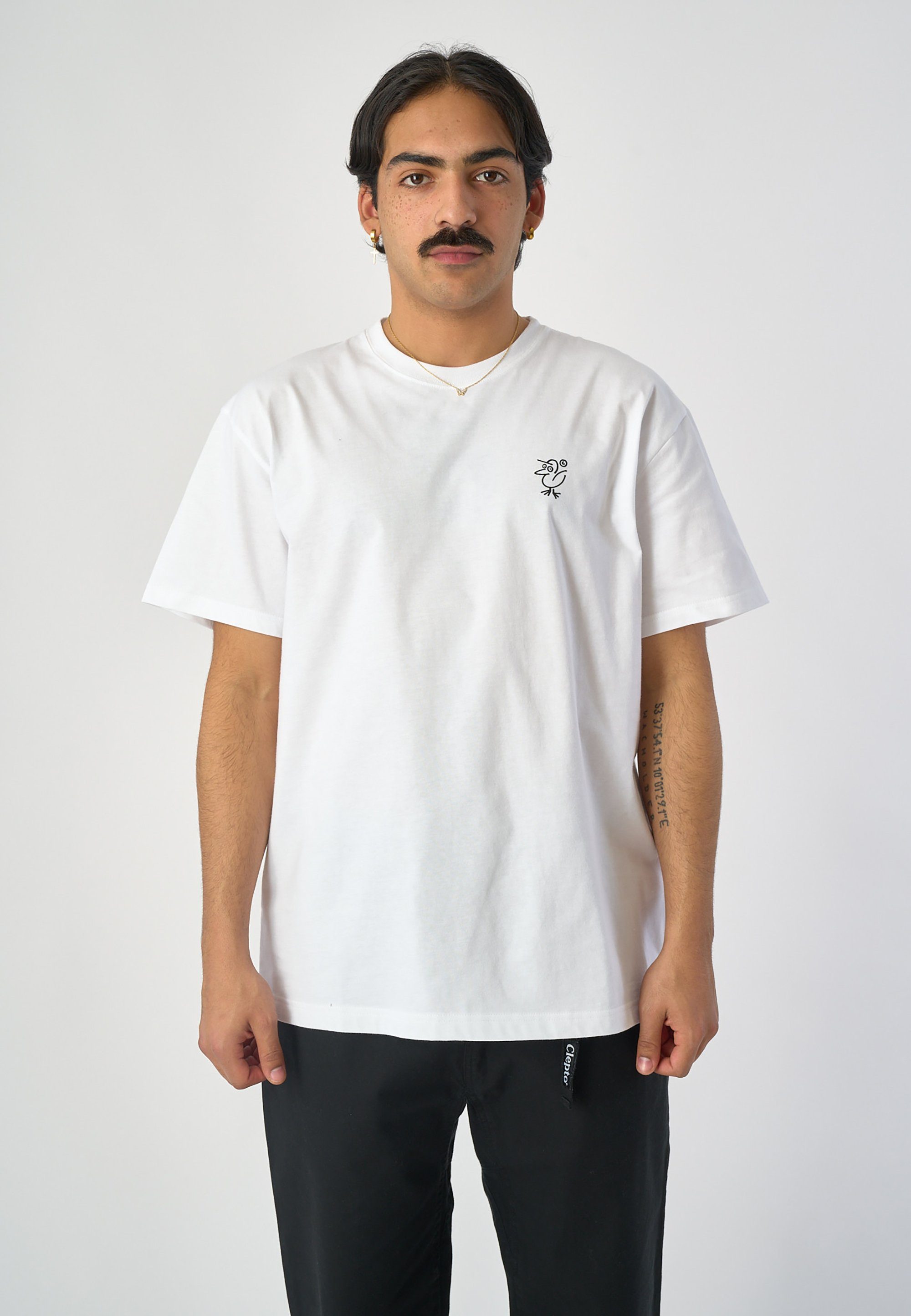 Cleptomanicx T-Shirt Sketch Gull mit lockerem Schnitt weiß