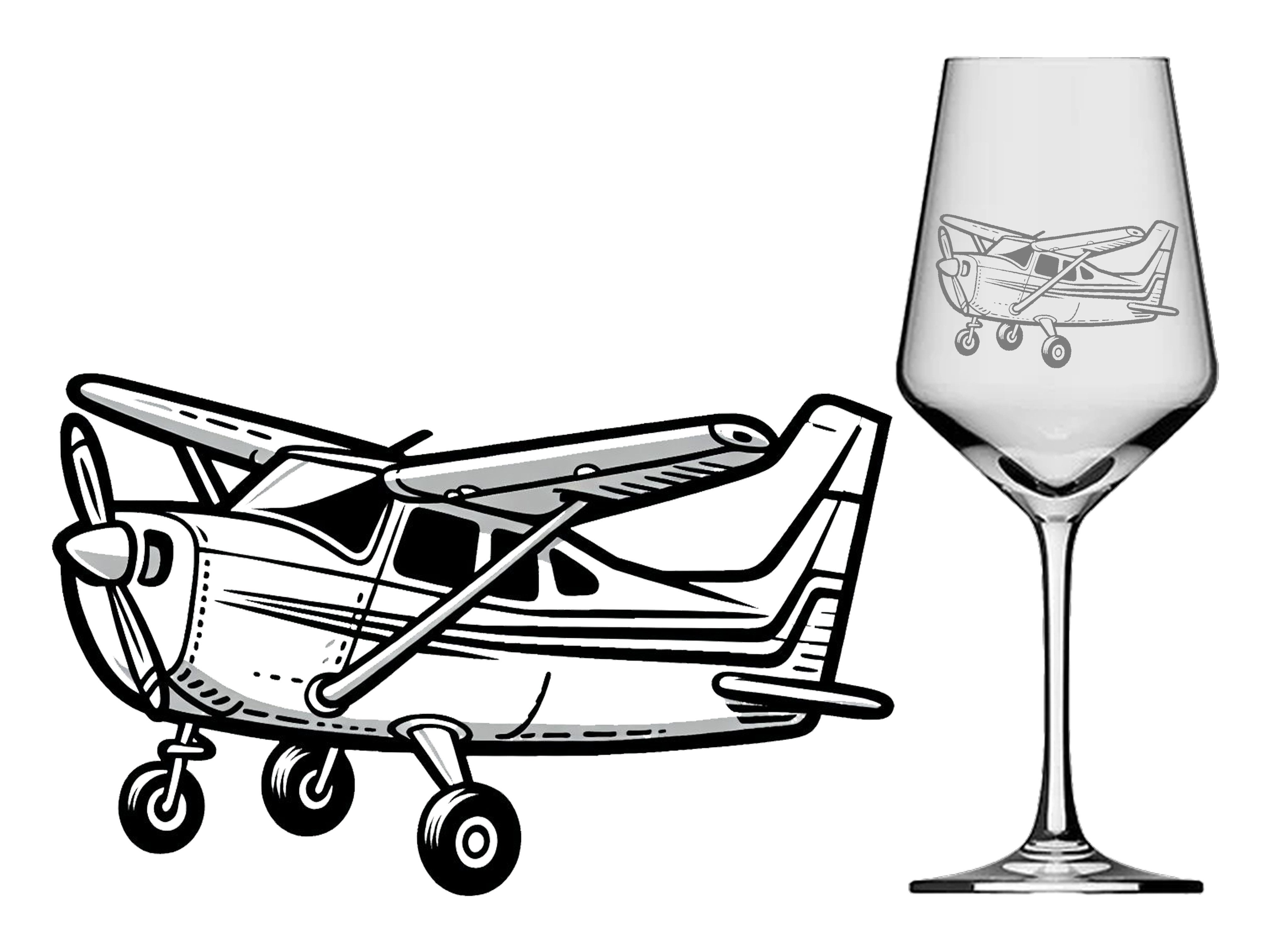 eXODA Weinglas Gravur Flugzeug SPL - 350ml absolut spülmaschinenfest, 1-tlg., Glas, Atemberaubende Darstellung