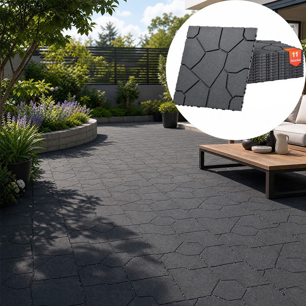 GLIESE Terrassendielen Klickfliesen 30 × 30 × 2 cm für Balkon Terrasse Garten, 1 m², BxL: je 30x30 cm, (11-St)