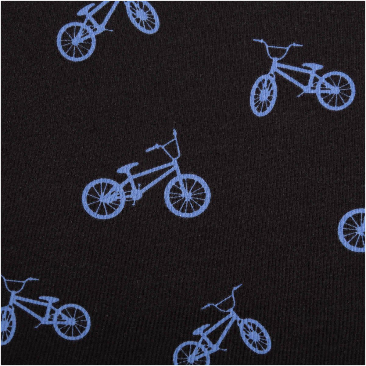 SCHÖNER LEBEN. Stoff Jersey Stoff Meterware Baumwolljersey BMX Fahrrad schwarz blau 148cm, allergikergeeignet,atmungsaktiv,pflegeleicht,Digitaldruck