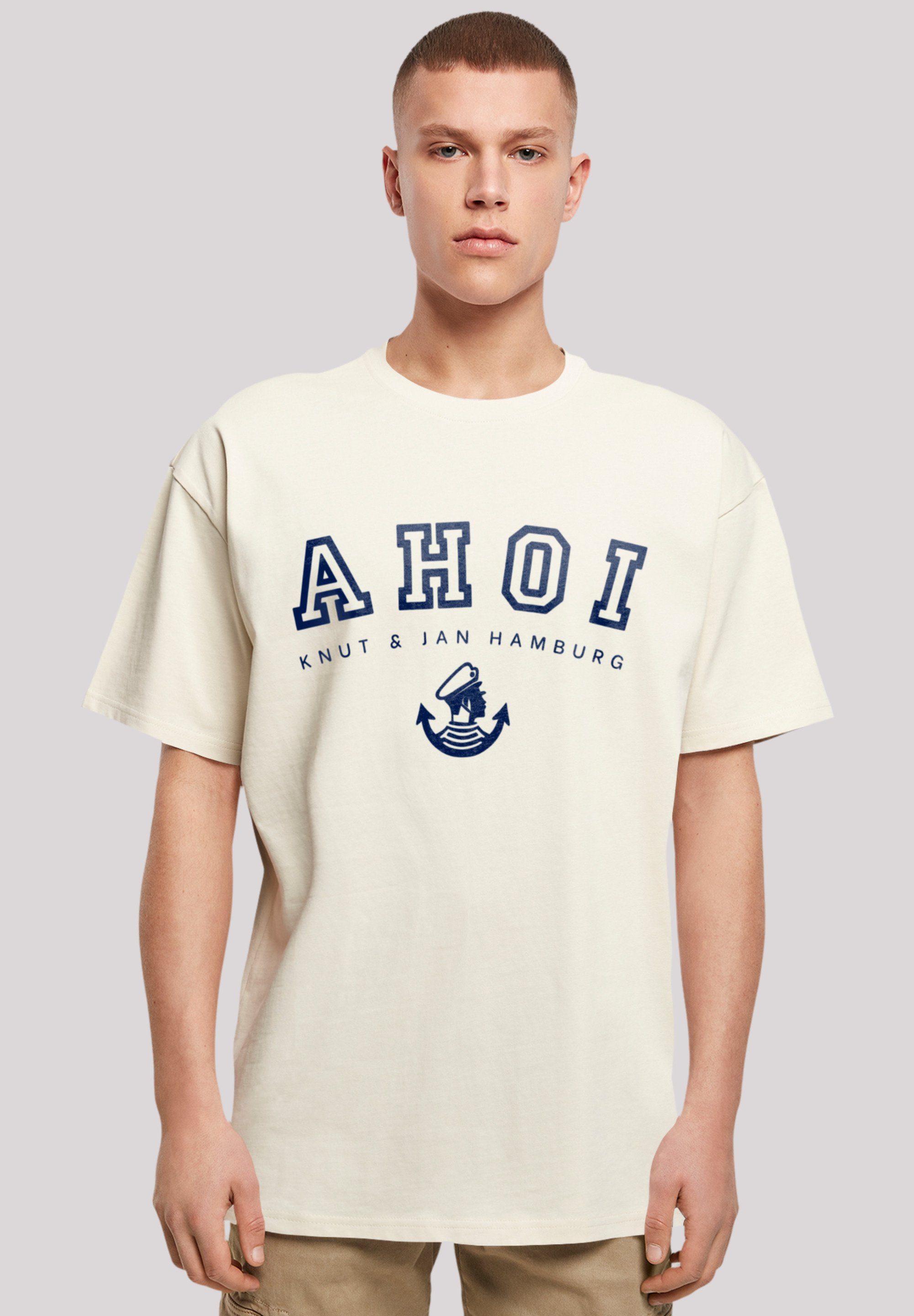 F4NT4STIC T-Shirt Oversized T-Shirt Ahoi Knut & Jan Hamburg Print sand