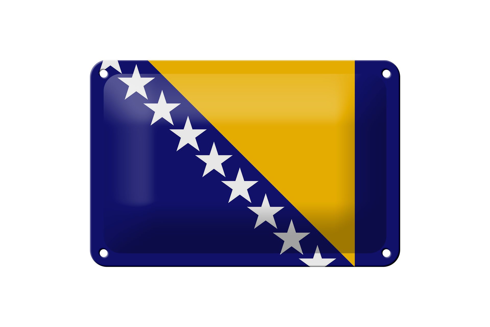 Femer GmbH Metallschild Flagge Bosnien und Herzegowina 18x12cm Flag, (1 St), gewölbte Oberfläche, abgerundete Ecken, umgeschlagene Kanten