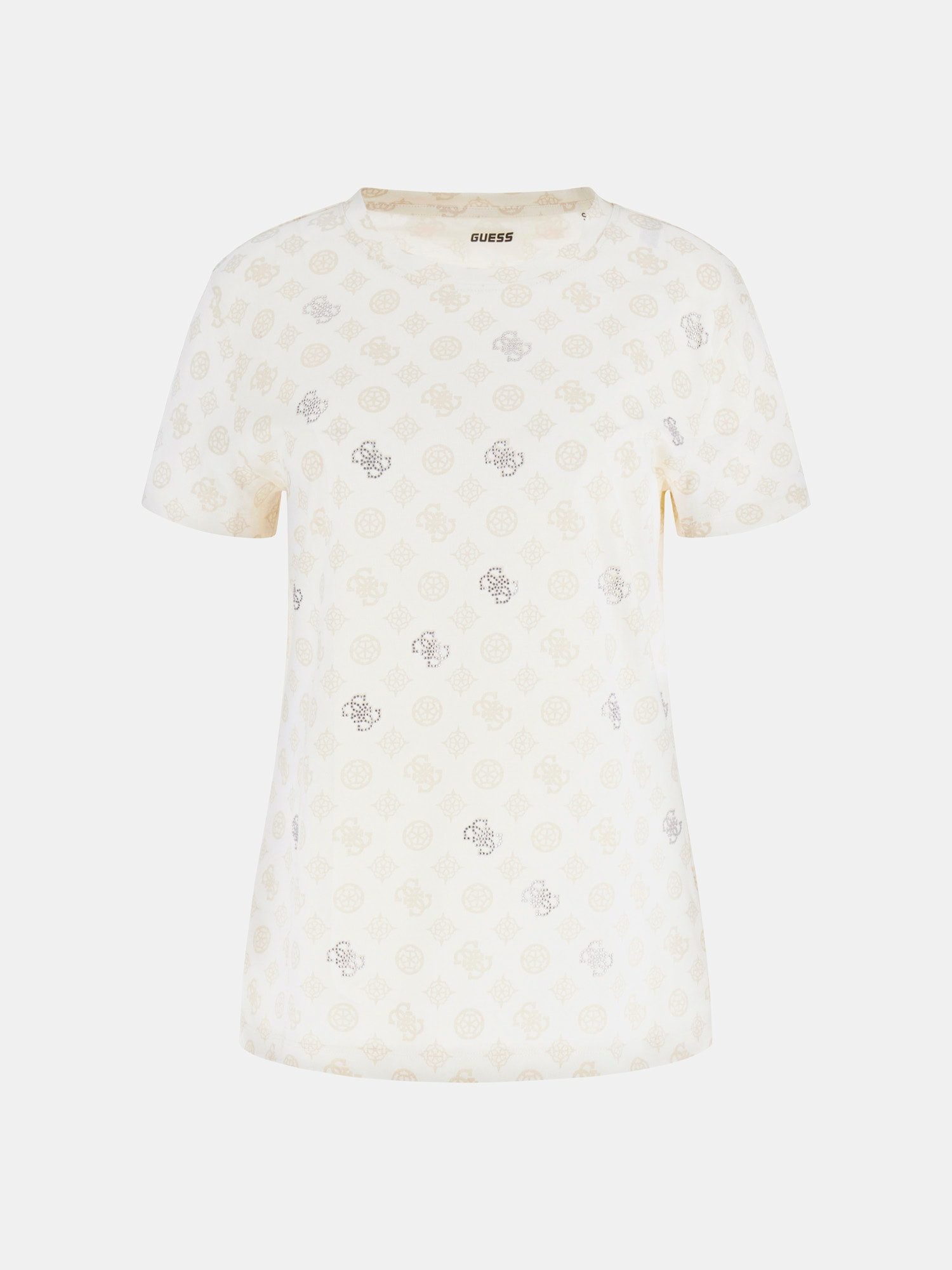 Guess T-Shirt – T-Shirt mit All-Over-Logo, Strasssteindetails - Rundhalsaus günstig online kaufen