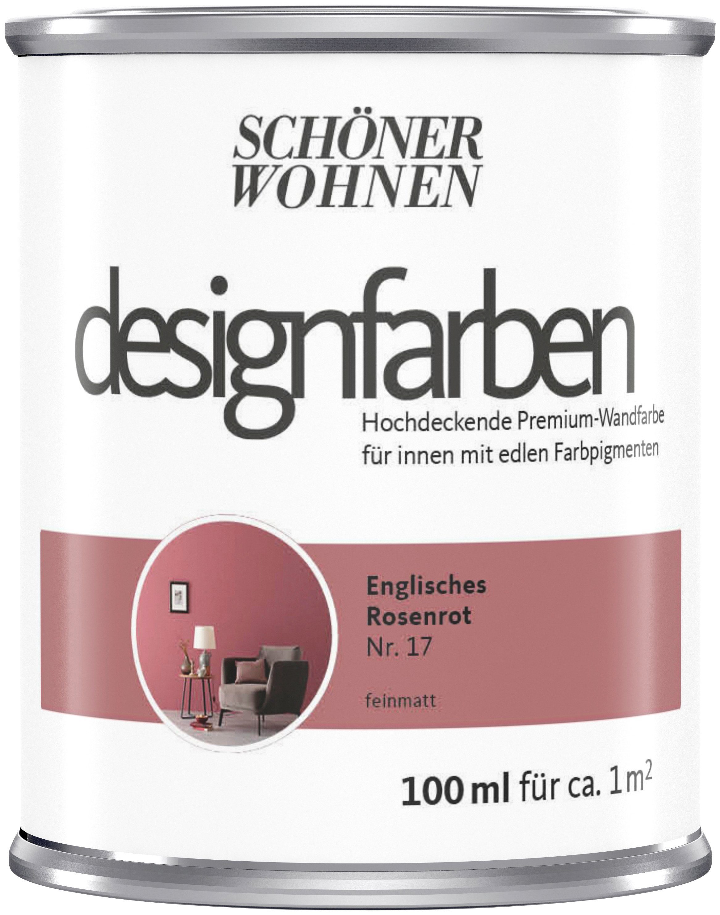 SCHÖNER WOHNEN FARBE Wand- und Deckenfarbe designfarben, hochdeckende Premium-Wandfarbe, Farbwelt rot