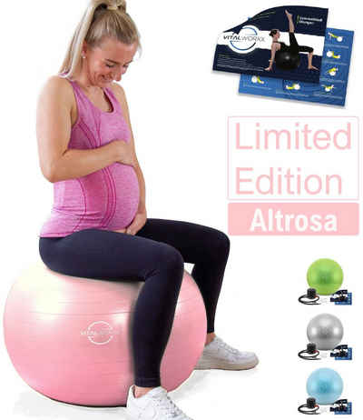 VITALWORXX Gymnastikball VITALWORXX Gymnastikball für Schwangere, extrem stabil, mit Pumpe, Hohe Materialstärke, Anti-Burst-System