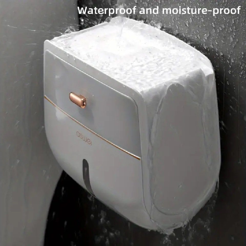 Schwarz Bohren ohne ohne Klopapierhalter WC Toilettenpapierhalter Bohren selbstklebend Schrank Rollenhalter, DENU-Home