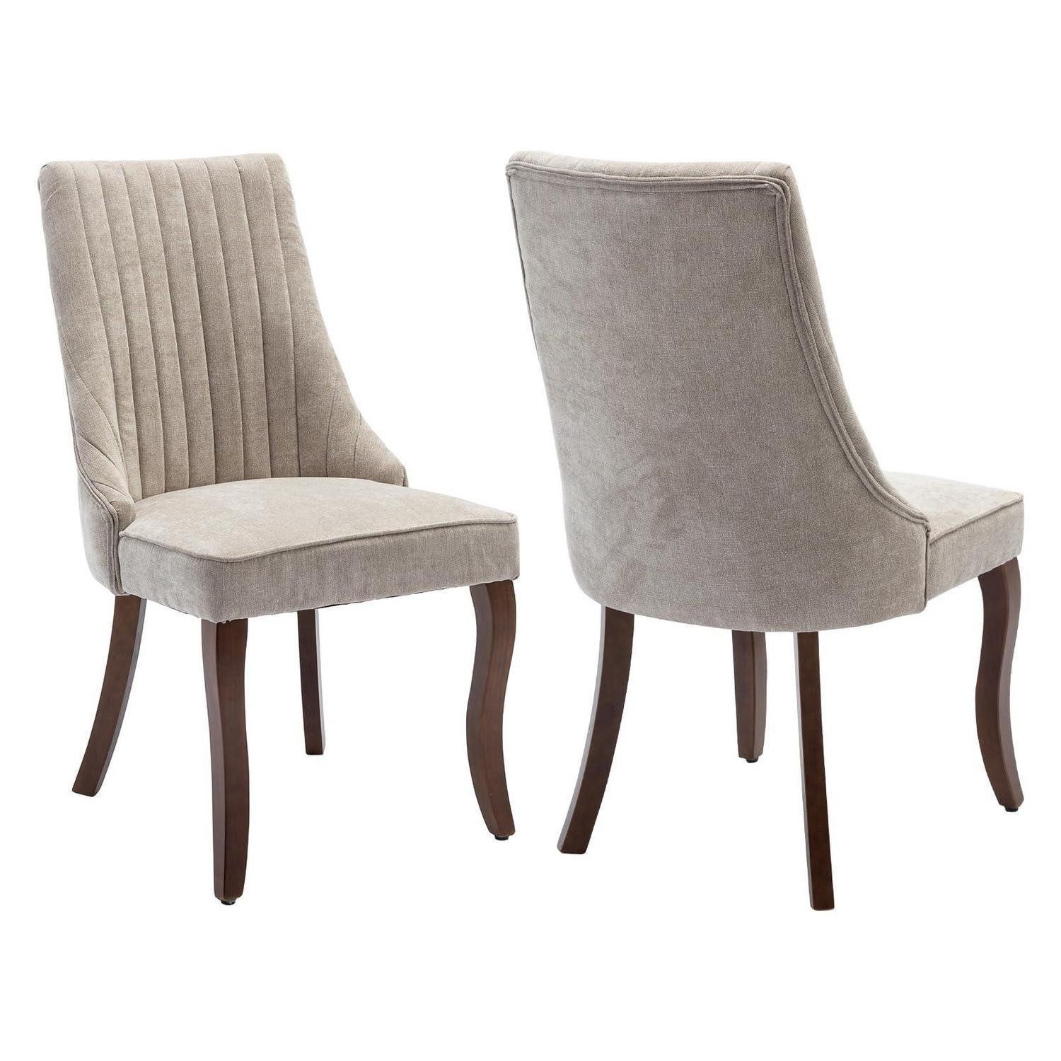 Esszimmerstuhl Esszimmerstühle Polsterstühle Stoff Beige (Massivholzbeinen) 2er-Set