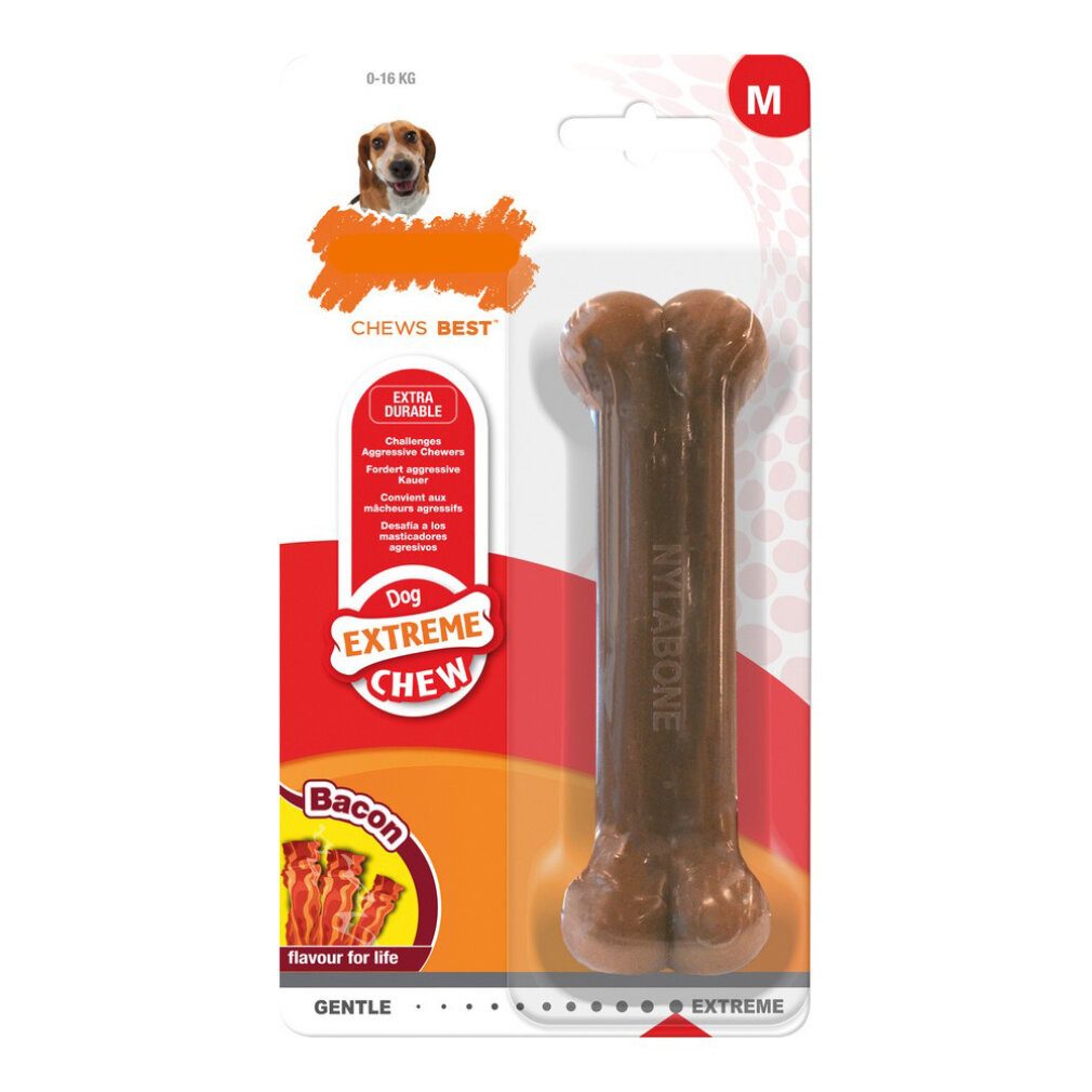 Nylabone Kauspielzeug Beißring für Hunde Dura Chew Bacon Größe M Nylon