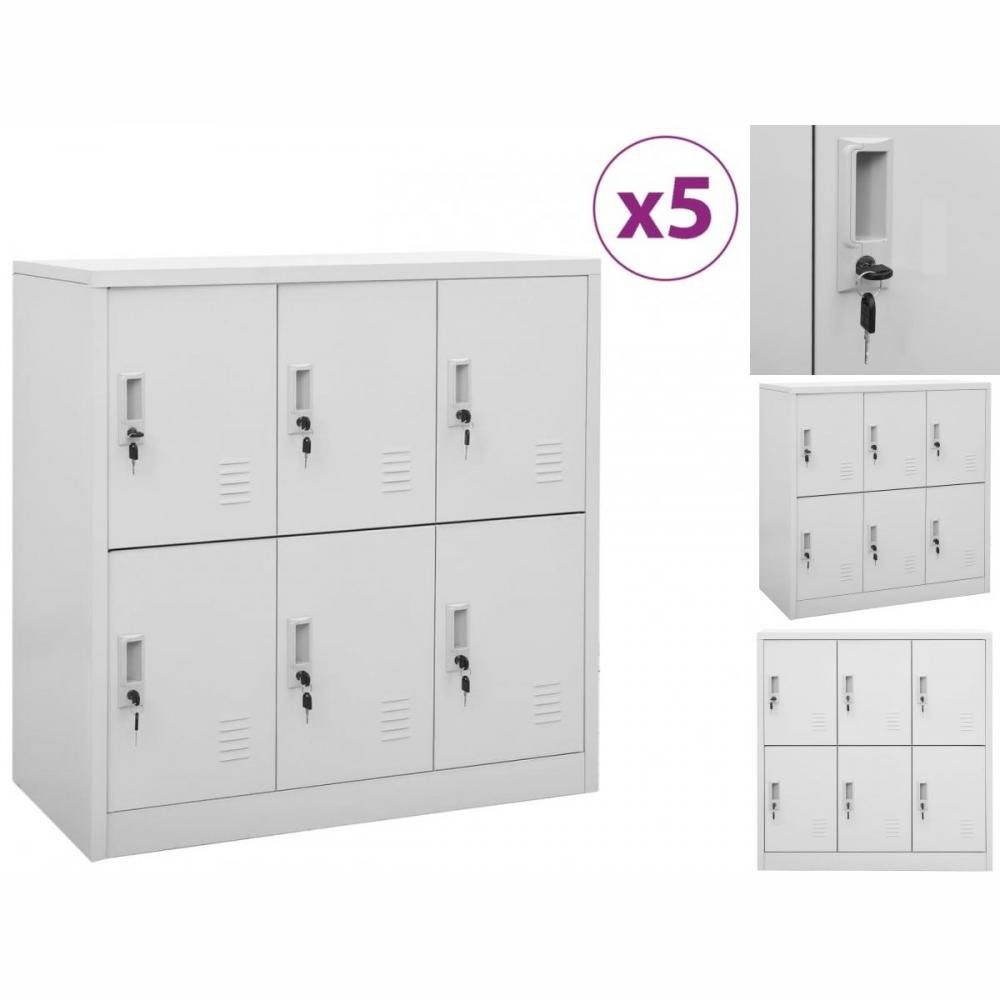 vidaXL 90x45x92,5 cm Stk Schließfachschränke Aktenschrank Hellgrau 5 Stahl