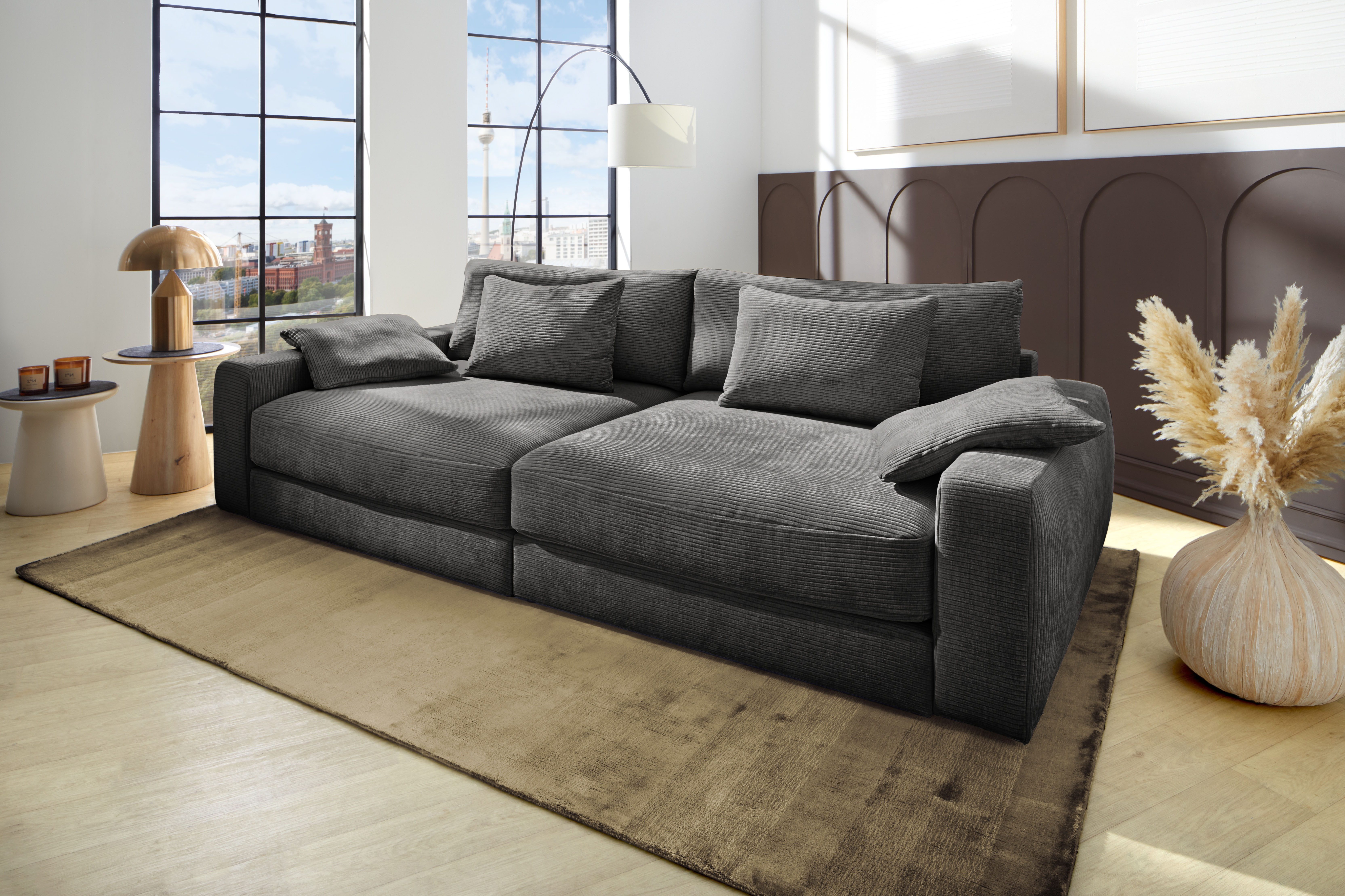 Jockenhöfer Gruppe Big-Sofa Milano XXL, B: 290 cm, mit Zierkissen, Relaxfläche 120x240 cm, Federkern