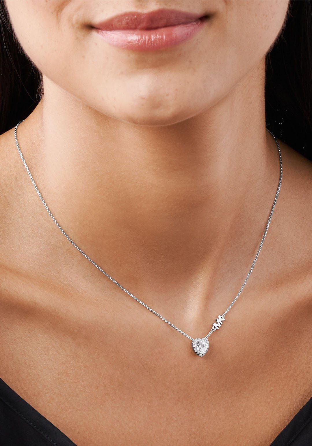 MICHAEL KORS Kette mit Anhänger Schmuck Geschenk Silber 925 Halsschmuck PREMIUM HEART Herz, mit Zirkonia (synth) oder Glasstein