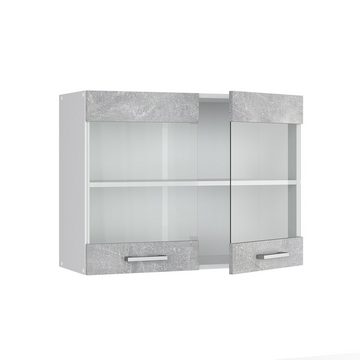 Vicco Hängeschrank Hängeglasschrank 80 cm R-Line Weiß Beton