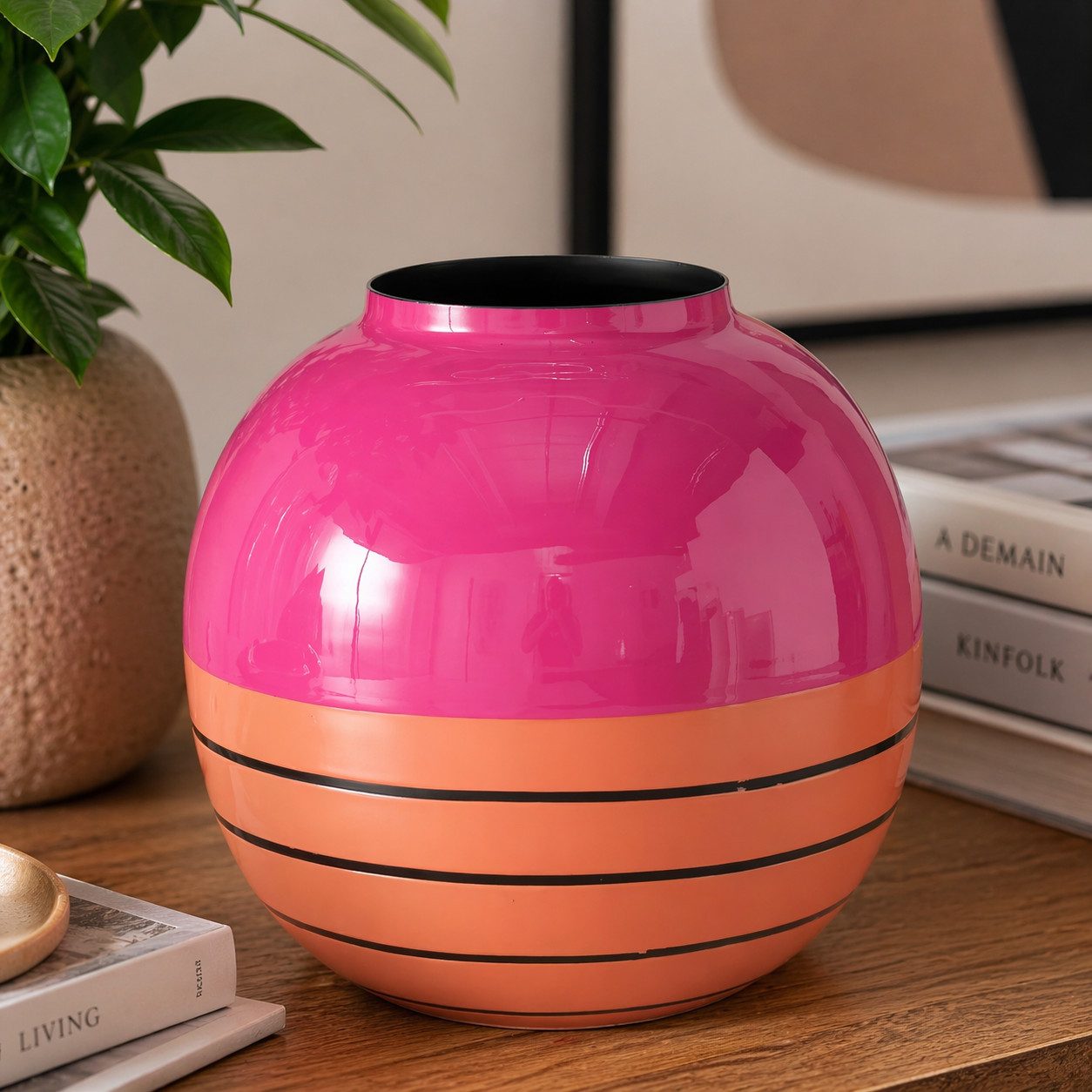 MF Dekovase Handgefertigte Vase Tucol – Moderne Eleganz in Orange und Pink