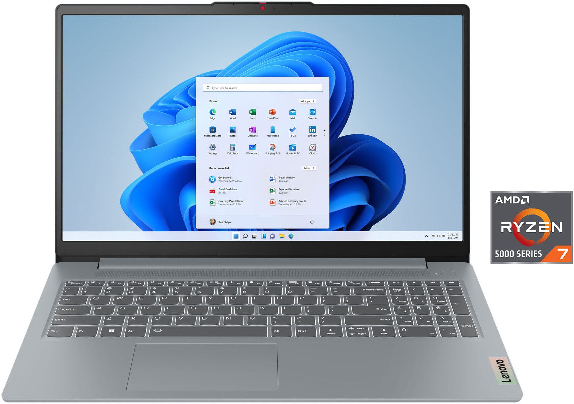 Lenovo IdeaPad Slim 3 15ABR8 Notebook (35,6 cm/15,6 Zoll, AMD Ryzen 7 5825U, Radeon Graphics, 16 GB, 1000 GB SSD)