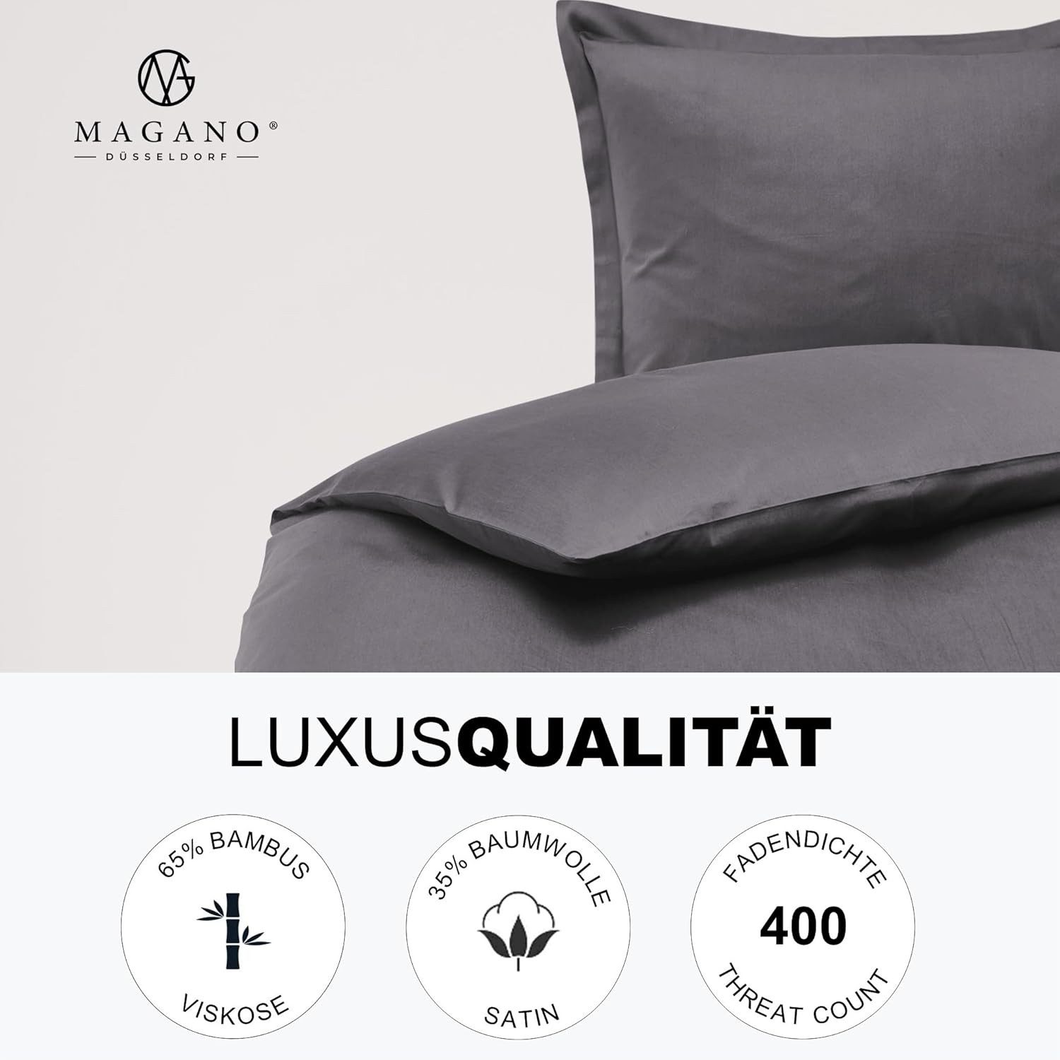 MAGANO Bettwäsche, Luxus Bambus & Baumwolle Satin, 400 TC Luxusqualität, Hypoallergen, Thermoregulierend