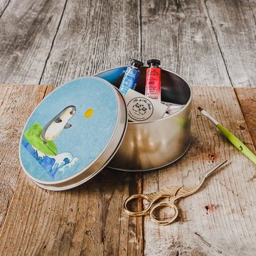 Mr. & Mrs. Panda Aufbewahrungsdose Pinguin Surfer - Eisblau - Geschenk, surfen, Geschenkbox, Vorratsdose (1 St), Einzigartiges Design