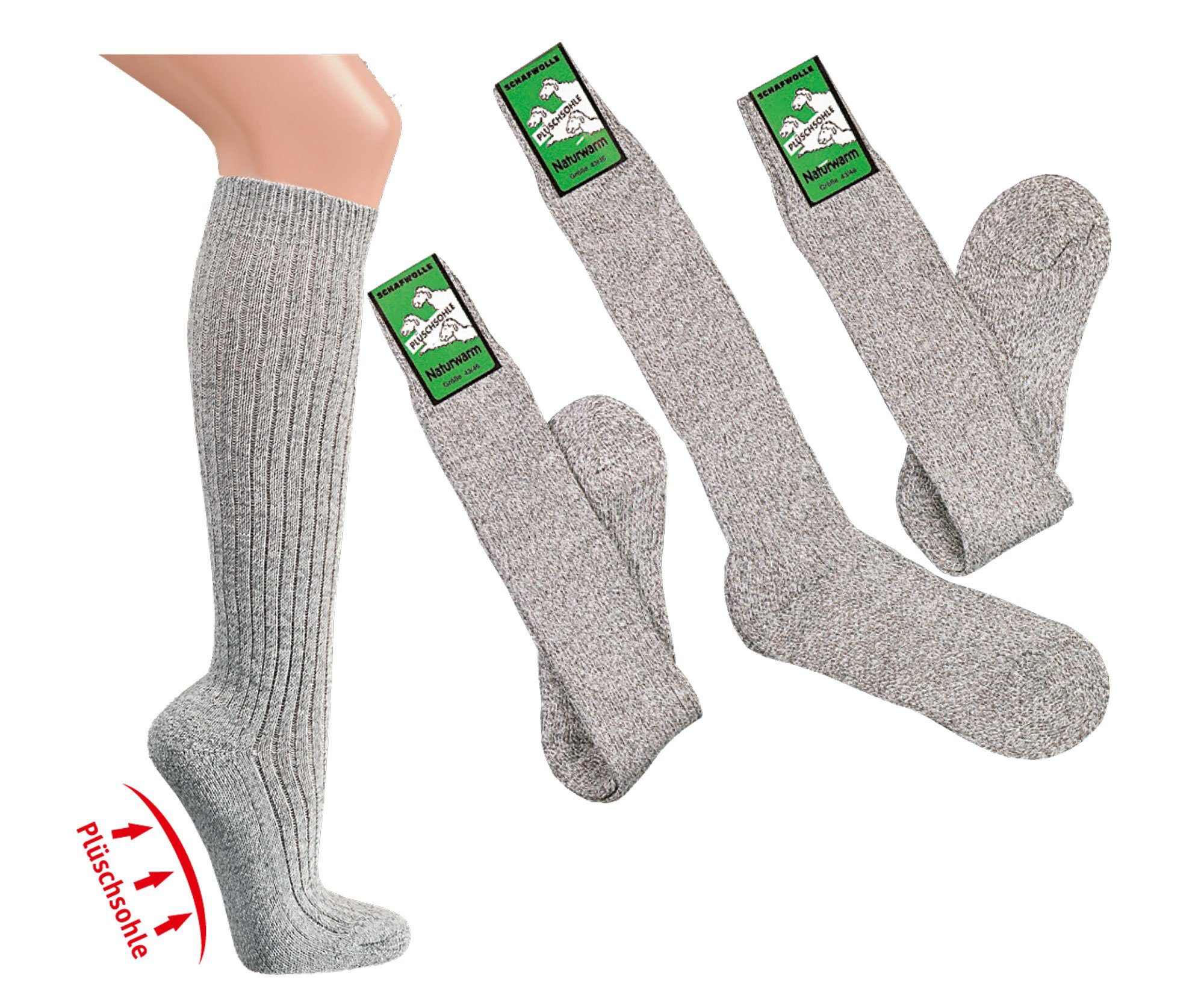 Paar Norweger-Kniestrümpfe, FussFreunde lang 3 Norwegersocken mit Schafwolle Kniestrümpfe