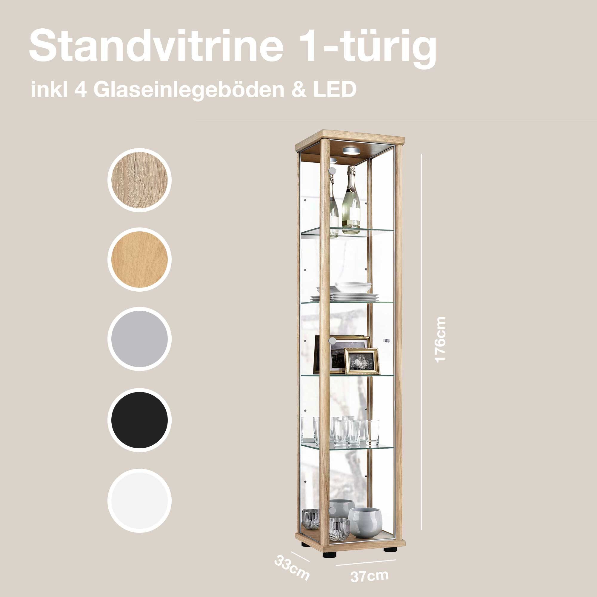 K-Möbel Glasvitrine C1016 (Glasvitrine (176x37x33 cm) günstig online kaufen