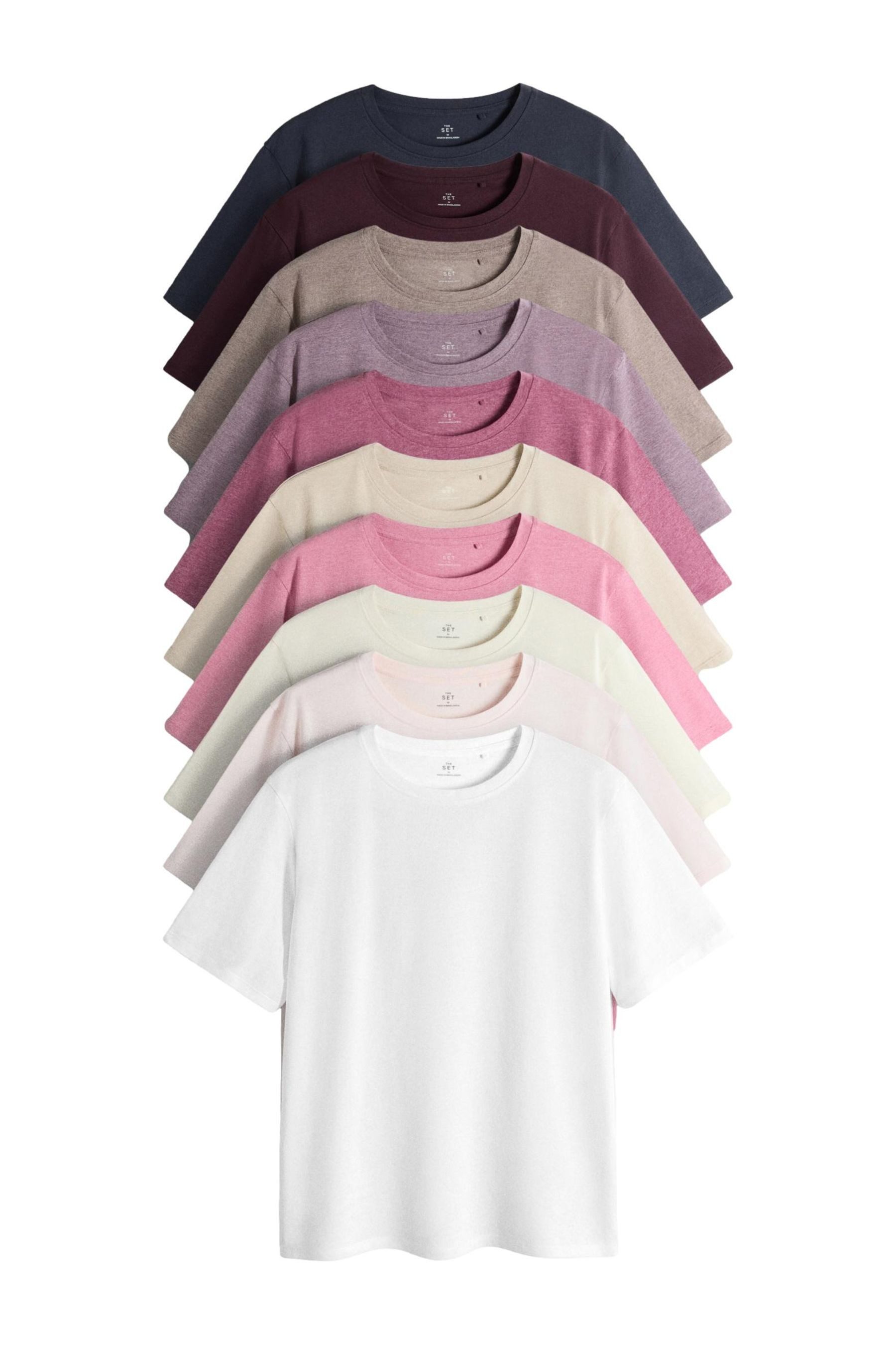 The Set T-Shirt The Set Essential Kurzarm-T-Shirts, 10er-Pack (10-tlg)