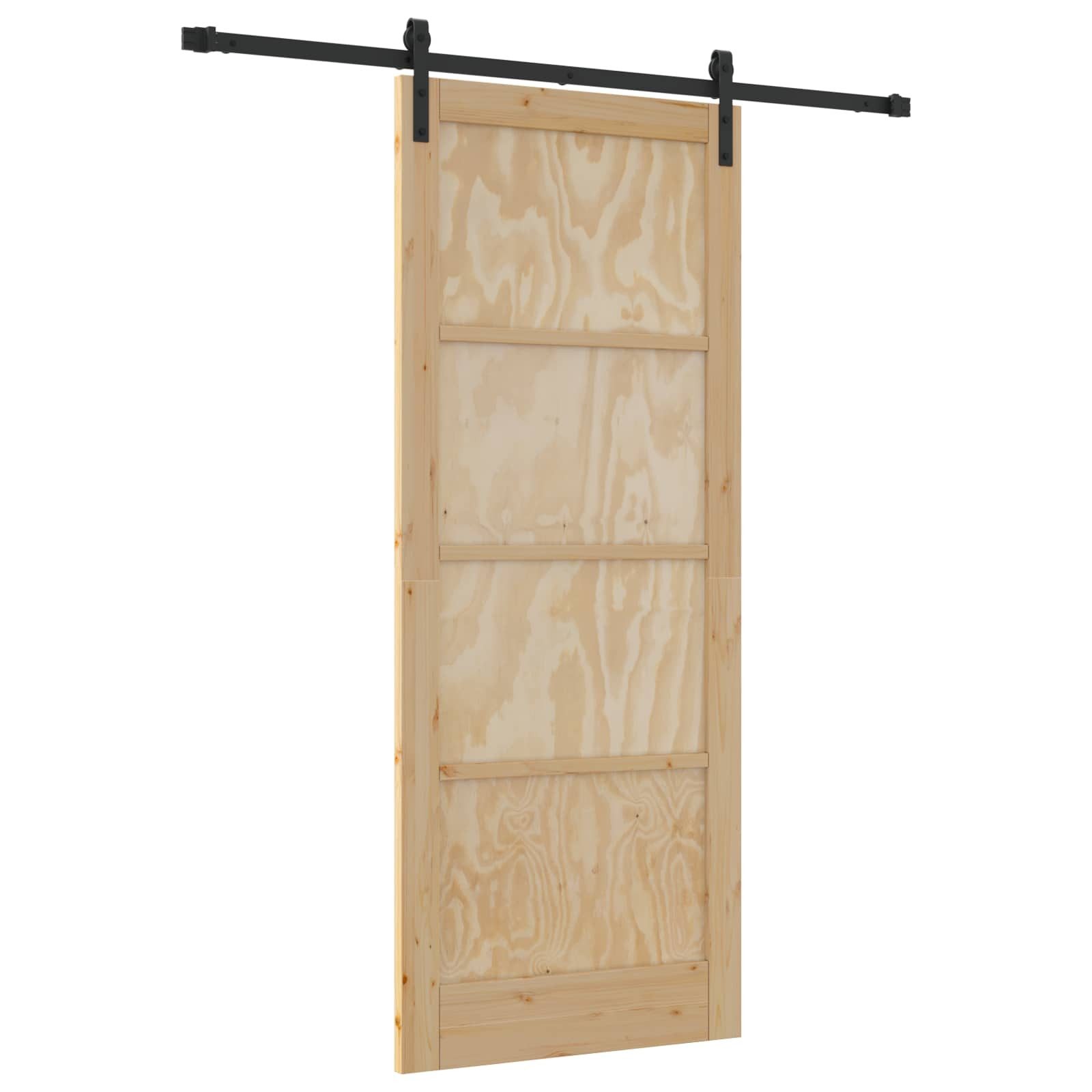 vidaXL Haustür Schiebetür Natürlich und Schwarz 86 x 211 cm (1-St)