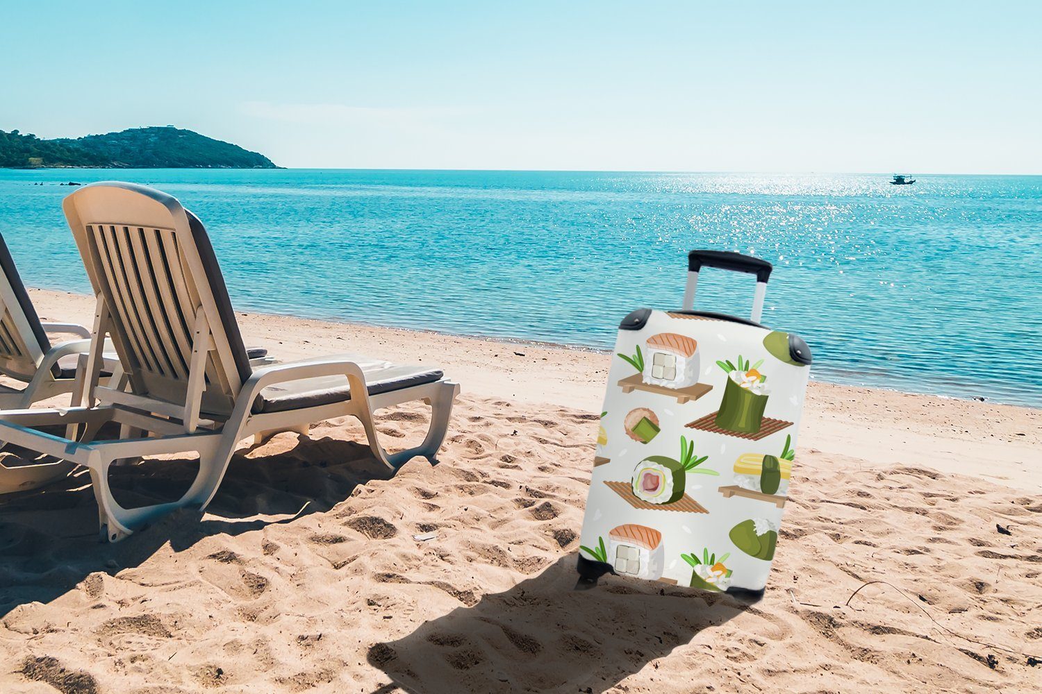 Sushi Reisekoffer Muster Ferien, für MuchoWow Rollen, - Lebensmittel, Trolley, rollen, Handgepäck - Reisetasche mit 4 Handgepäckkoffer