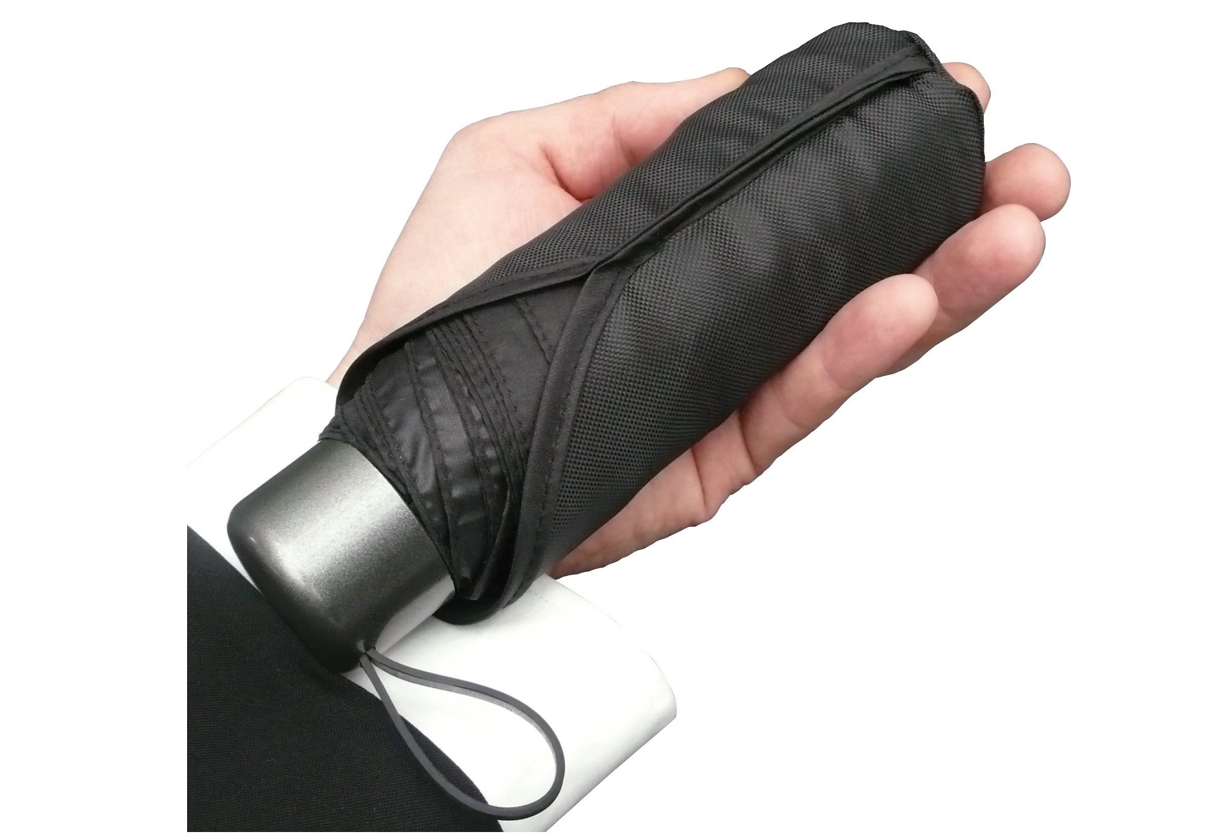 EuroSCHIRM® Taschenregenschirm Der kleine Riese, schwarz, besonders leicht, super flach und extra klein