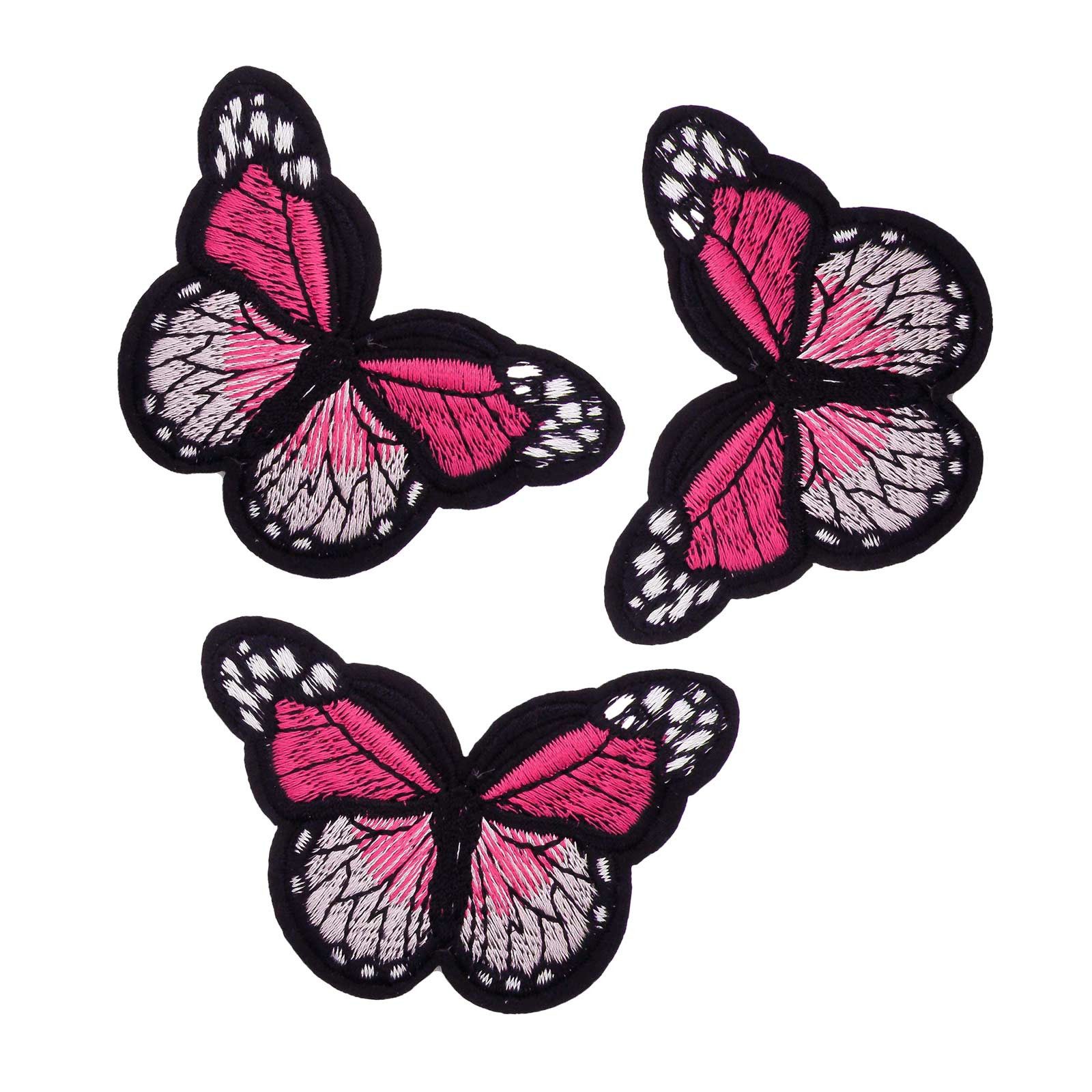 maDDma Aufnäher 3 Schmetterling Aufbügler, Applikation, 48x70mm, freie Farbwahl, erdbeerrot