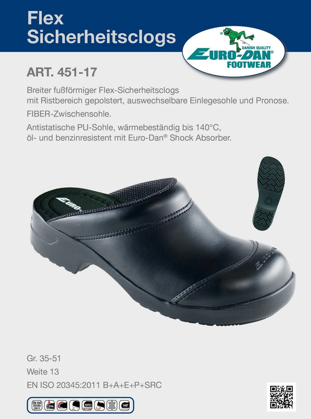 Euro-Dan 451-17 FLEX Clog Sicherheitsclogs, offen, günstig online kaufen