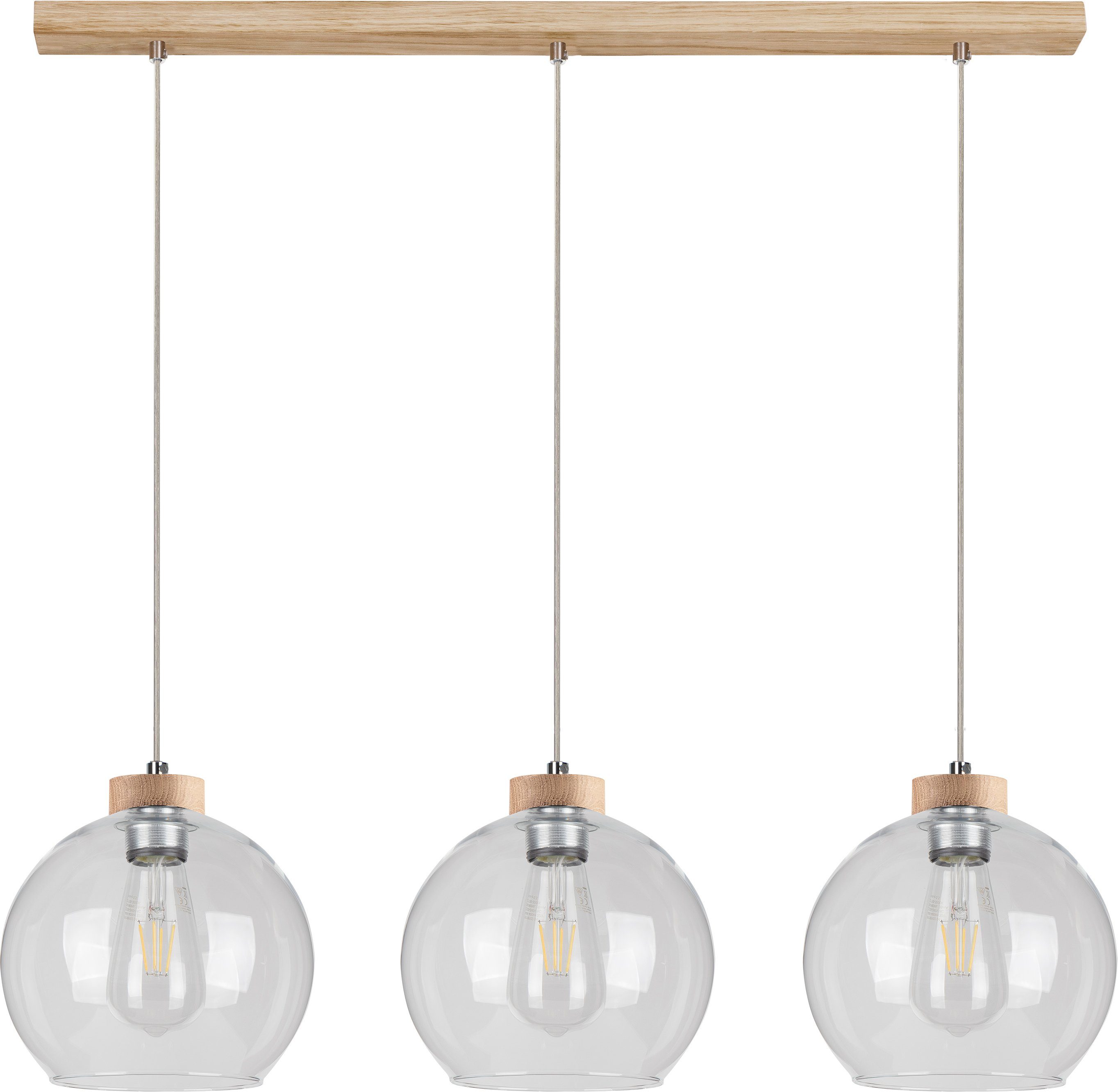 BRITOP LIGHTING Pendelleuchte LAGUNA, Glasschirme Naturprodukt Hochwertige Leuchtmittel ohne wechselbar, Leuchtmittel, Nachhaltig, Eichenholz, aus