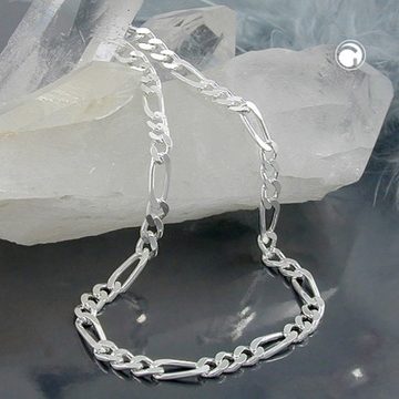 unbespielt Gliederarmband Armband Figarokette 2 x diamantiert 925 Silber 21 cm inklusive Schmuckbox, Silberschmuck für Damen und Herren