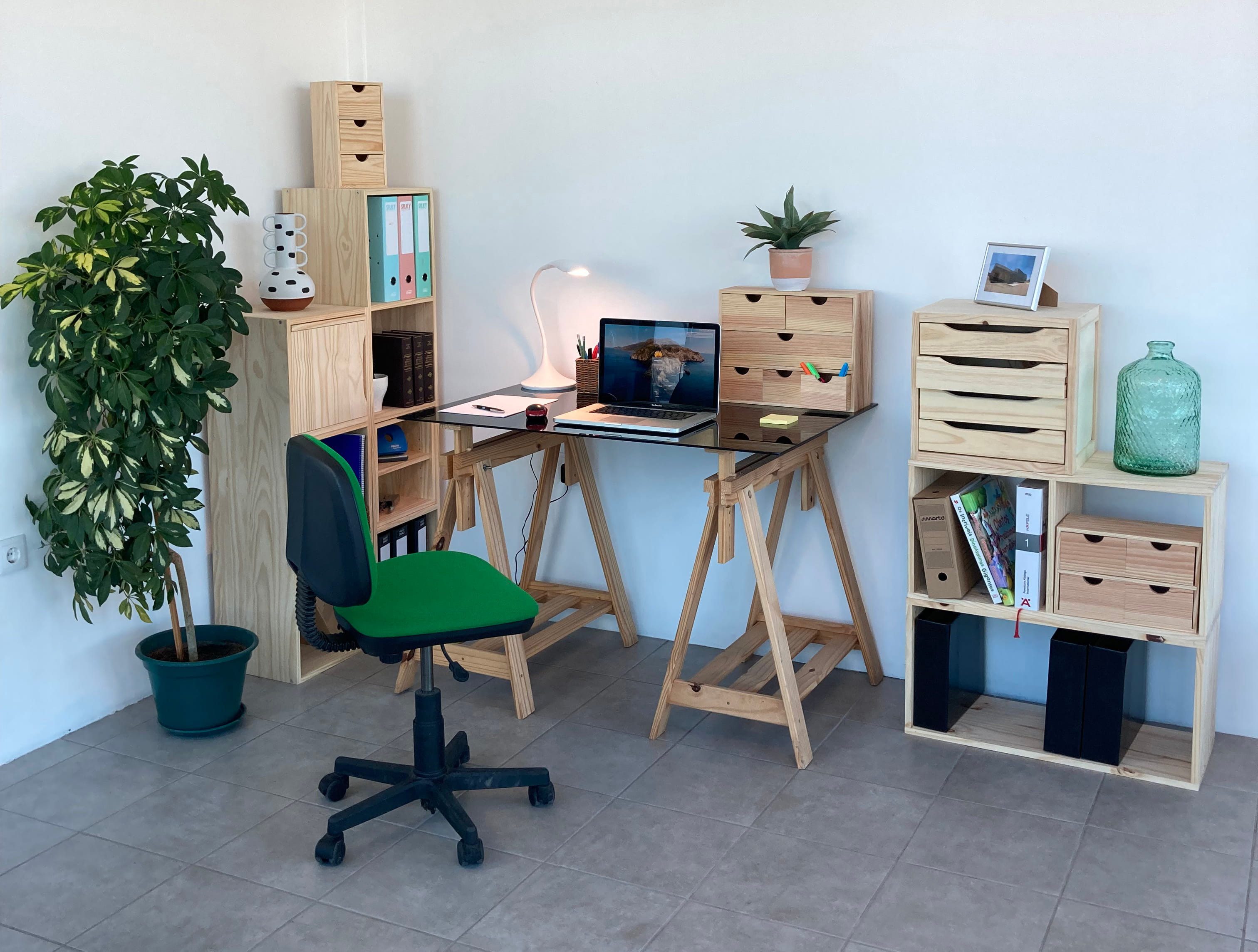 Lusimat Schubladenbox Schubladenelement Mini Bloc, Organizer Kiefernholz, Korpus Massiv