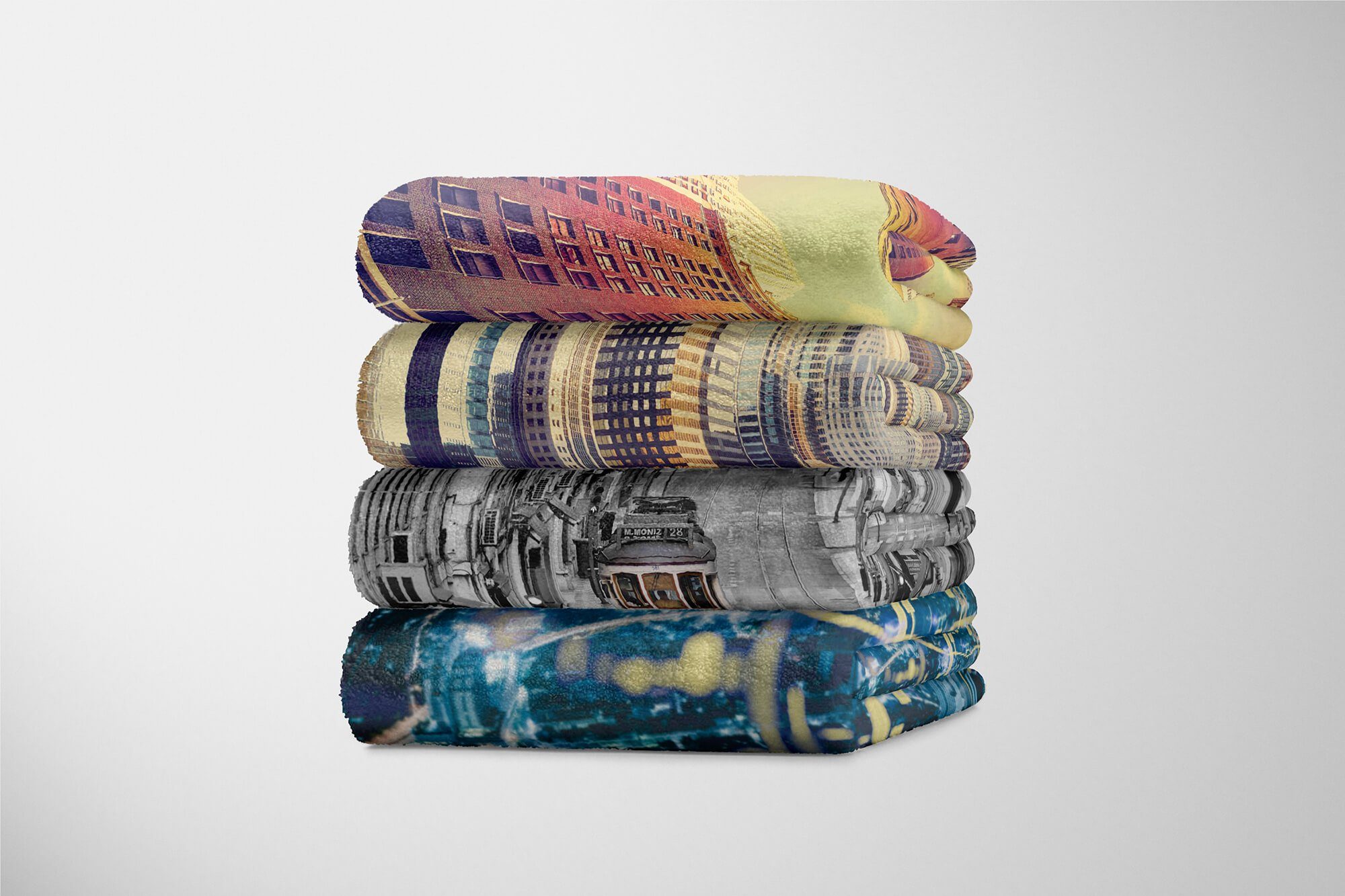 Strandhandtuch Vintage Kuscheldecke Handtuch mit Fotomotiv Stra, Saunatuch Baumwolle-Polyester-Mix Handtuch Handtücher Gelbe (1-St), Art Sinus