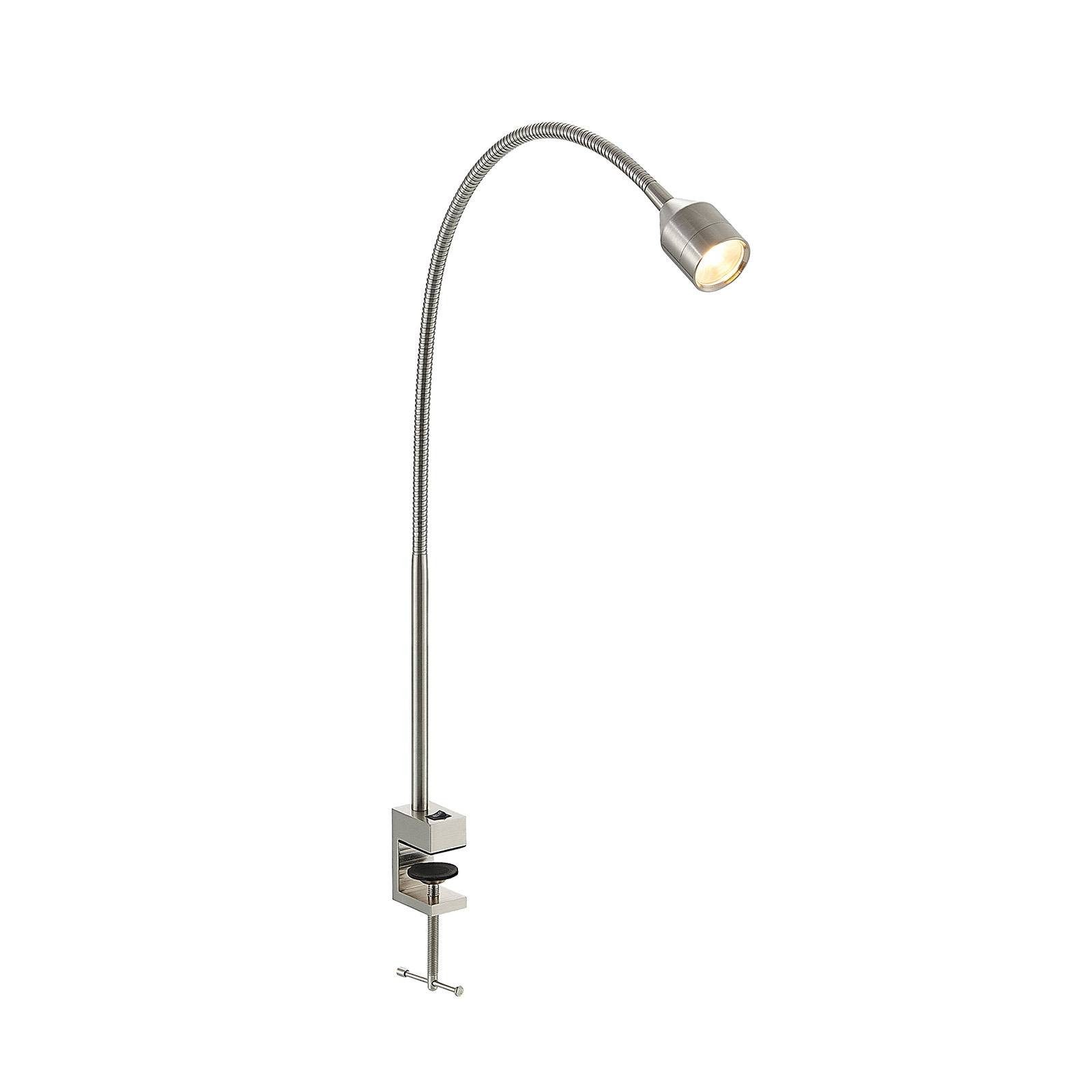 Lindby Klemmleuchte Hanilo, LED-Leuchtmittel fest verbaut, warmweiß, Modern, Metall, Acryl, nickel satiniert, 1 flammig, inkl.