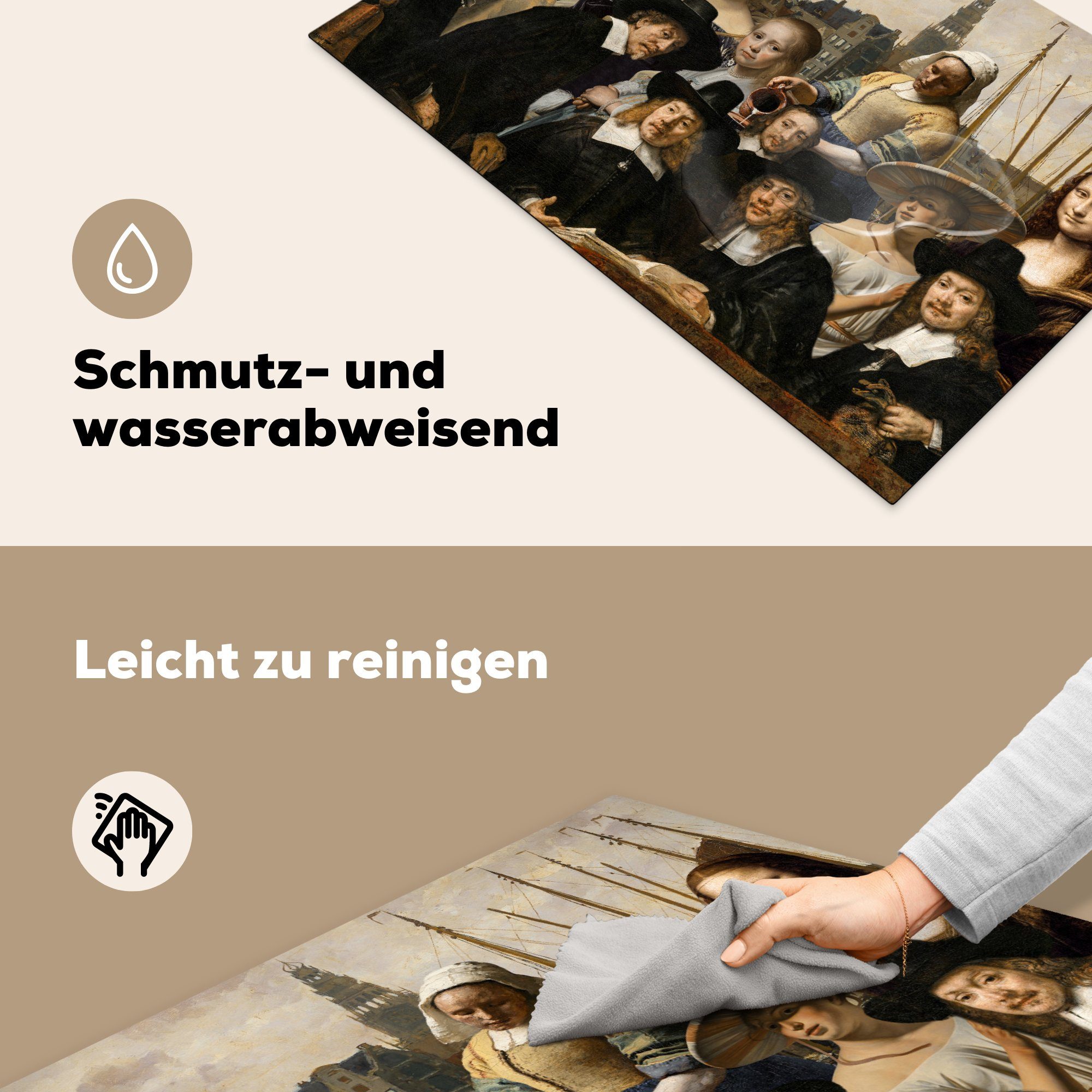 MuchoWow Herdblende-/Abdeckplatte Collage - Malerei Schutz für küche, Meister, Induktionskochfeld Vinyl, die Alte Ceranfeldabdeckung tlg), 81x52 - (1 cm
