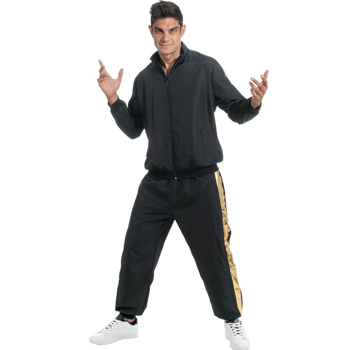 CHAKS Kostüm Rapper Trainingsanzug Schwarz Gold für Erwachsene