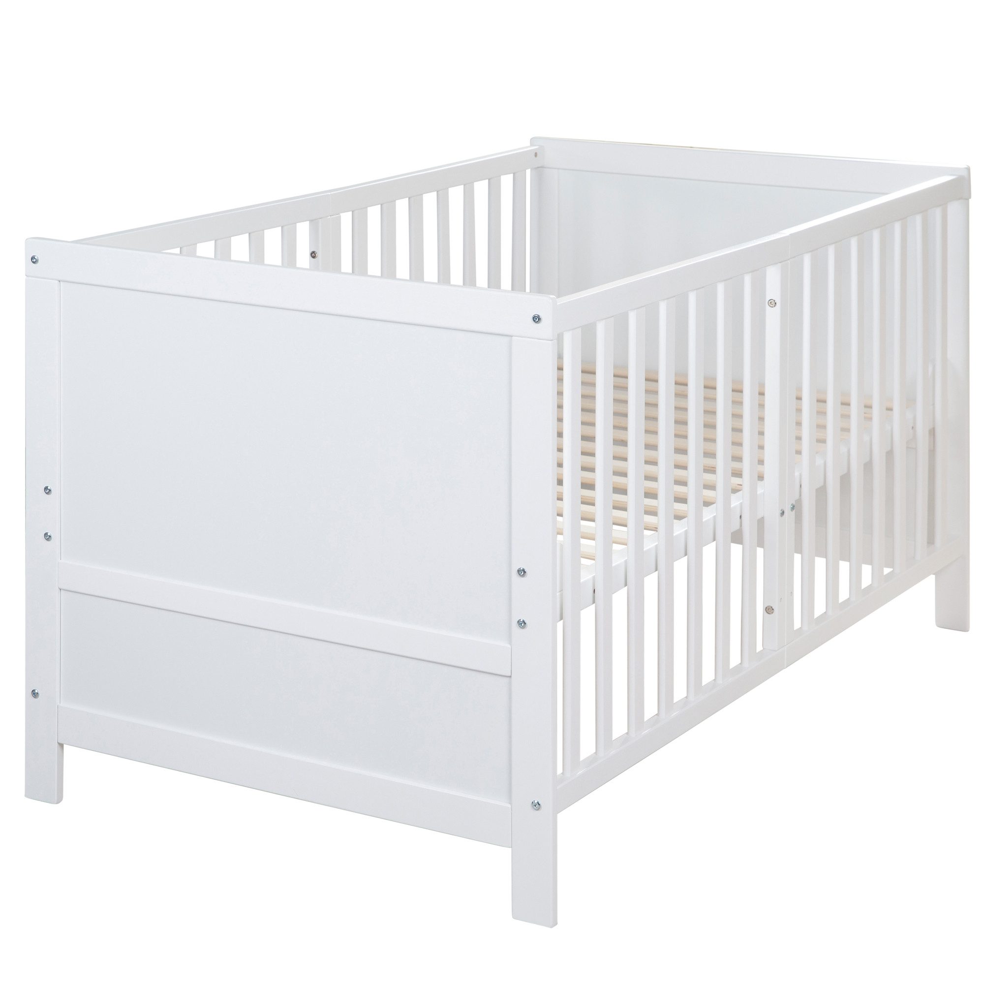 roba® Babybett EASY SLEEP 70 x 140 cm - umbaubar zum Juniorbett - Gitterbett Baby, 3 Schlupfsprossen, 3-fach höhenverstellbar