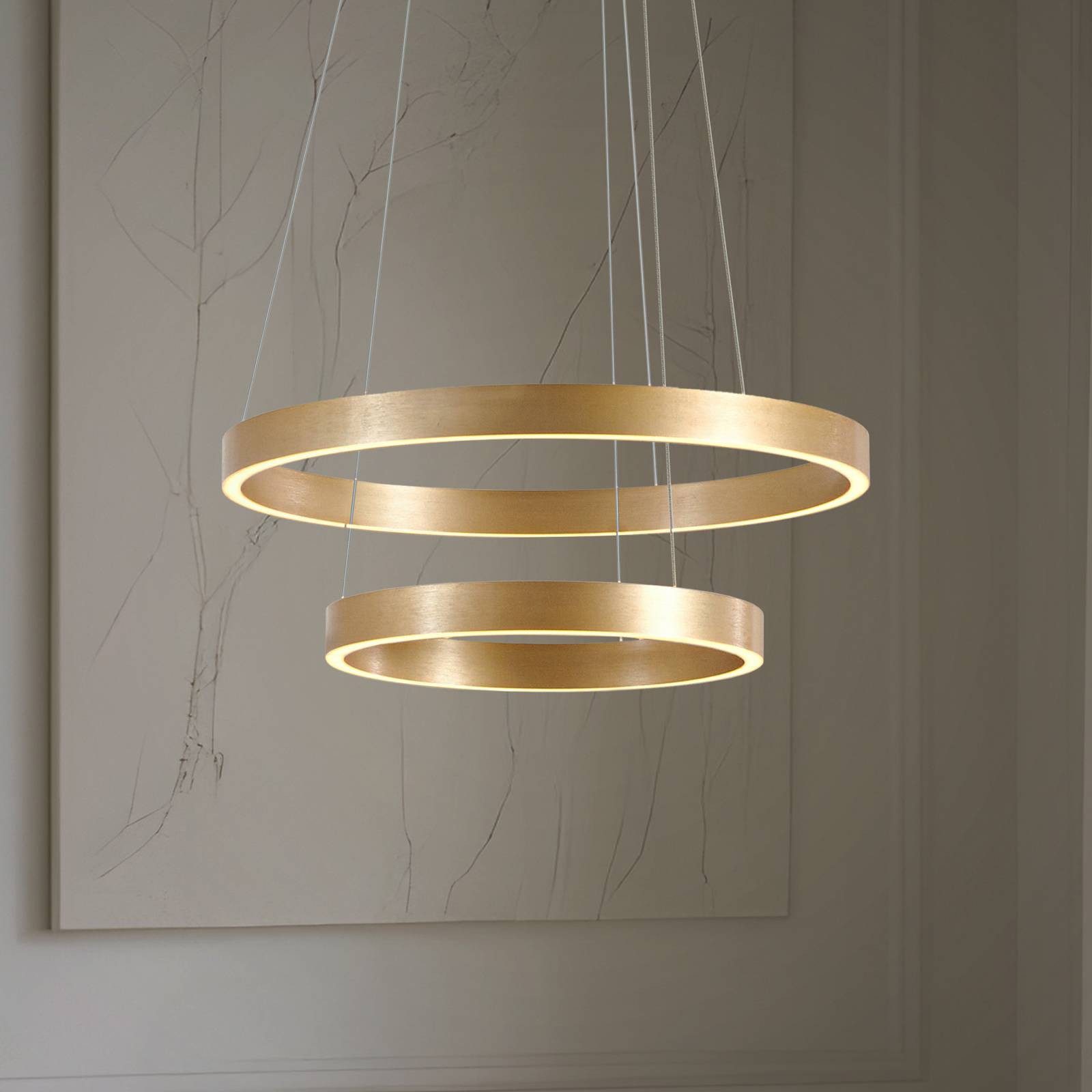 Lucande Hängeleuchte Yonam, LED, Metall, Gold / Messing Farbwechsel warmweiß / tageslicht IP20, Farbwechsel warmweiß / tageslicht