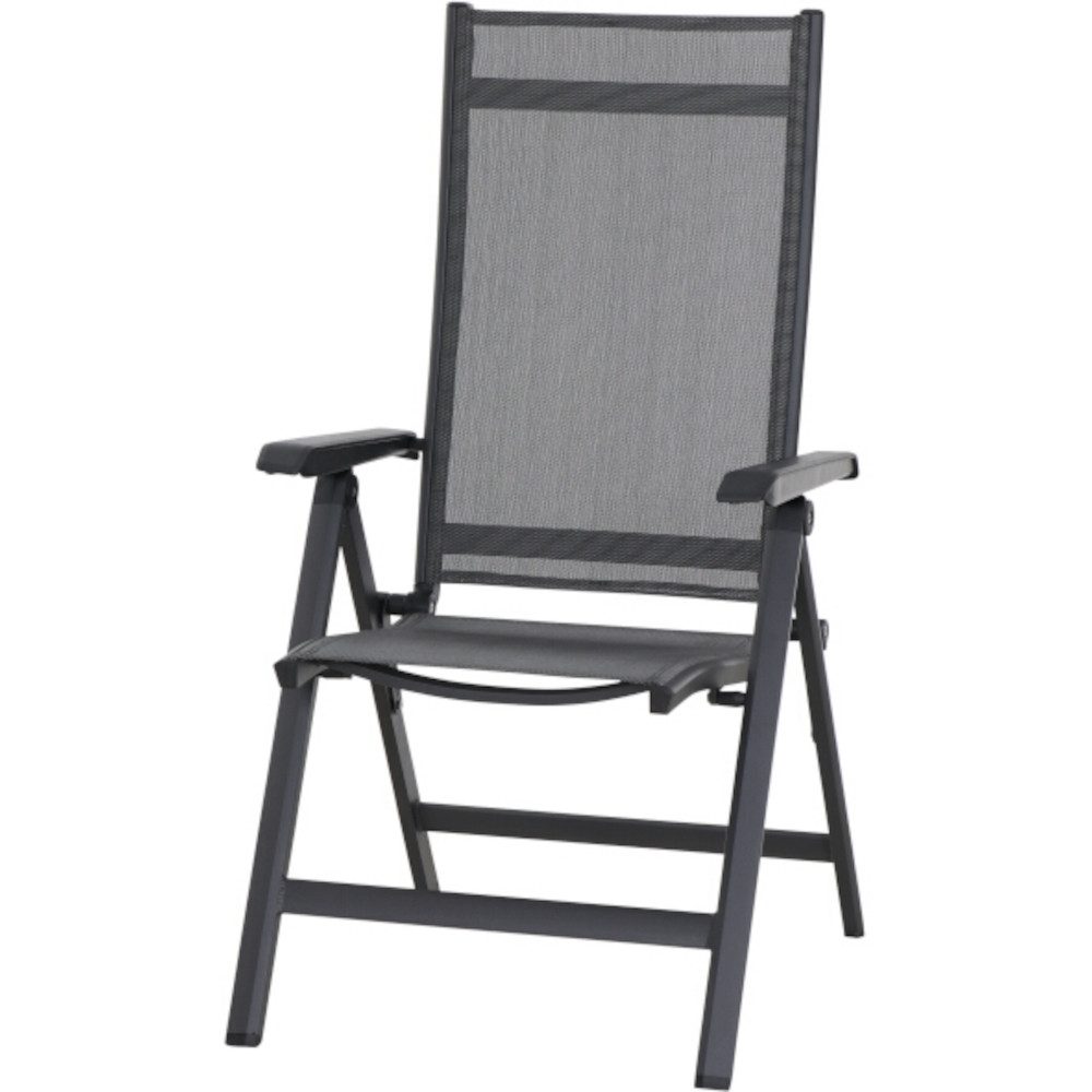 GAUTZSCH Gartenstuhl in matt anthrazit, silber-schwarz - 68x110x60 (BxHxT)