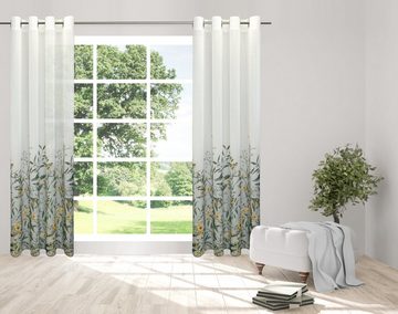 Vorhang Grazia, VHG, Ösen (1 St), halbtransparent, Polyester, Digitaldruck mit Farbverlauf, Breite 145 cm, Aquarellmotive