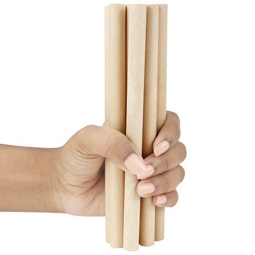 Belle Vous Kantholz 100 Stück Runde Holzstäbe 18cm Naturholz - Extra lange Holzdübel 12mm, 100 Holzstäbe Rund Natur 18cm Holzdübel Set 12mm Extra Lang