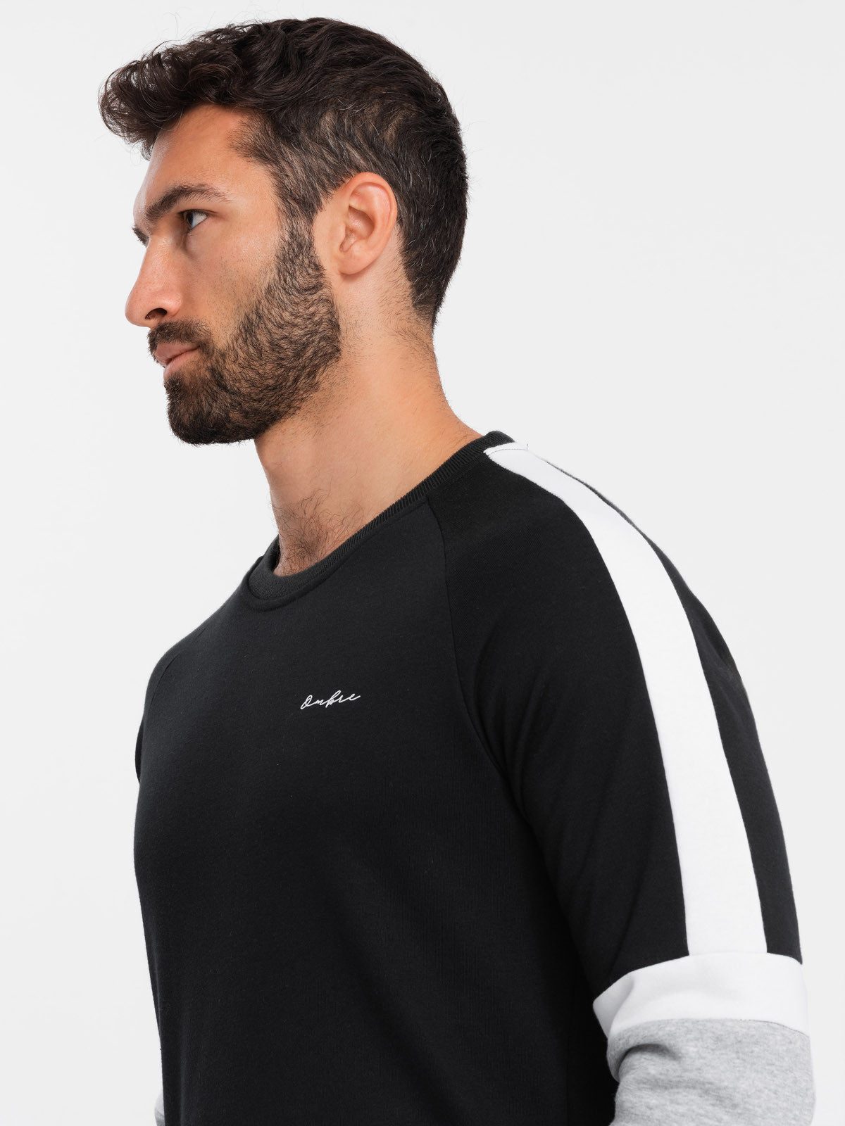 OMBRE Sweatshirt Dreifarbiges Herren-Sweatshirt mit Raglanärmeln günstig online kaufen