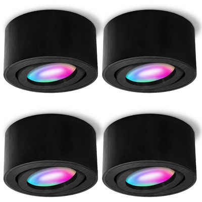 SSC-LUXon Aufbauleuchte CELI-1B Aufbauspot flach gebuerstet schwarz schwenkbar mit RGB LED, Warmweiß bis Tageslicht