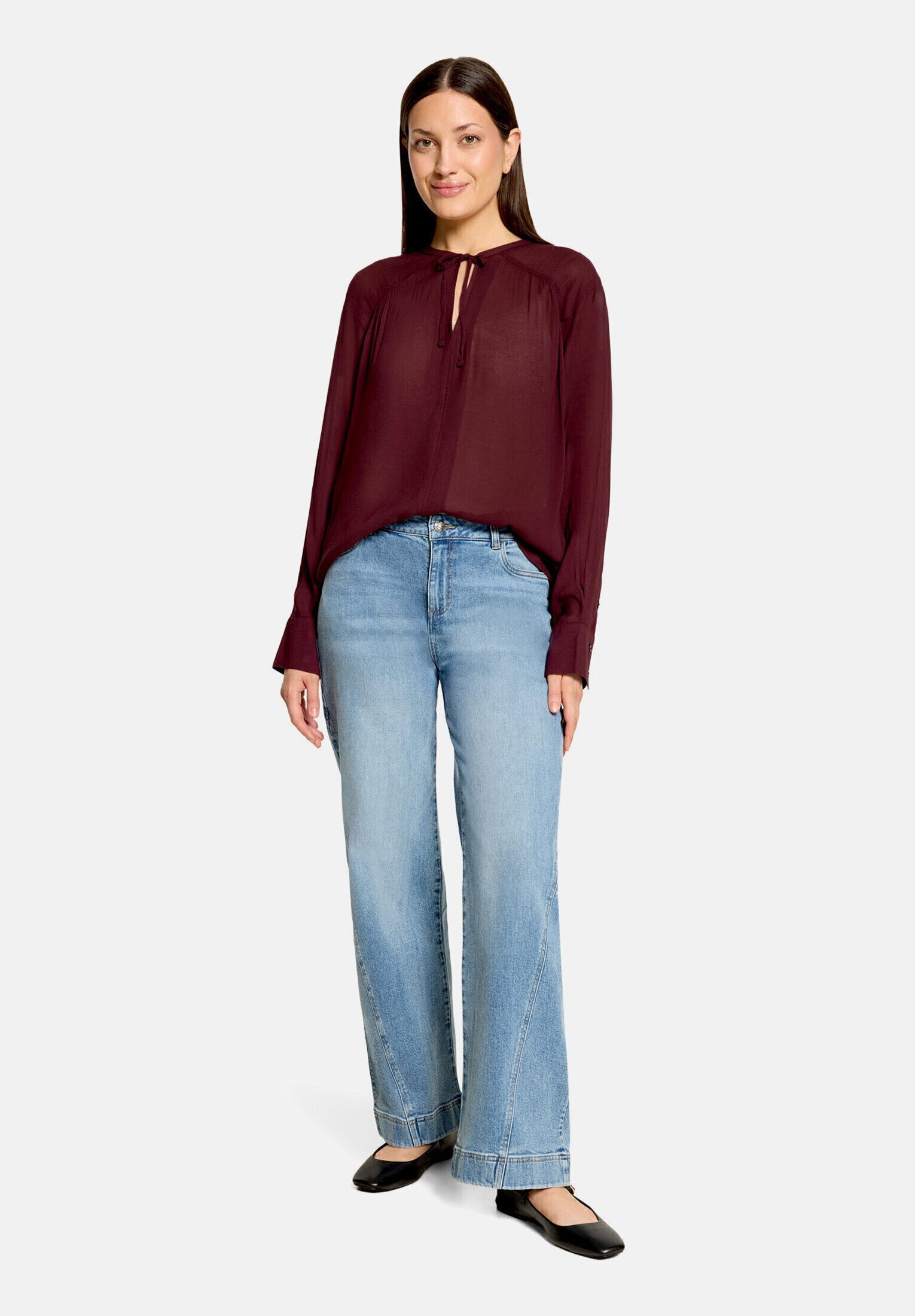 Cartoon Schlupfbluse Damen mit Raffung